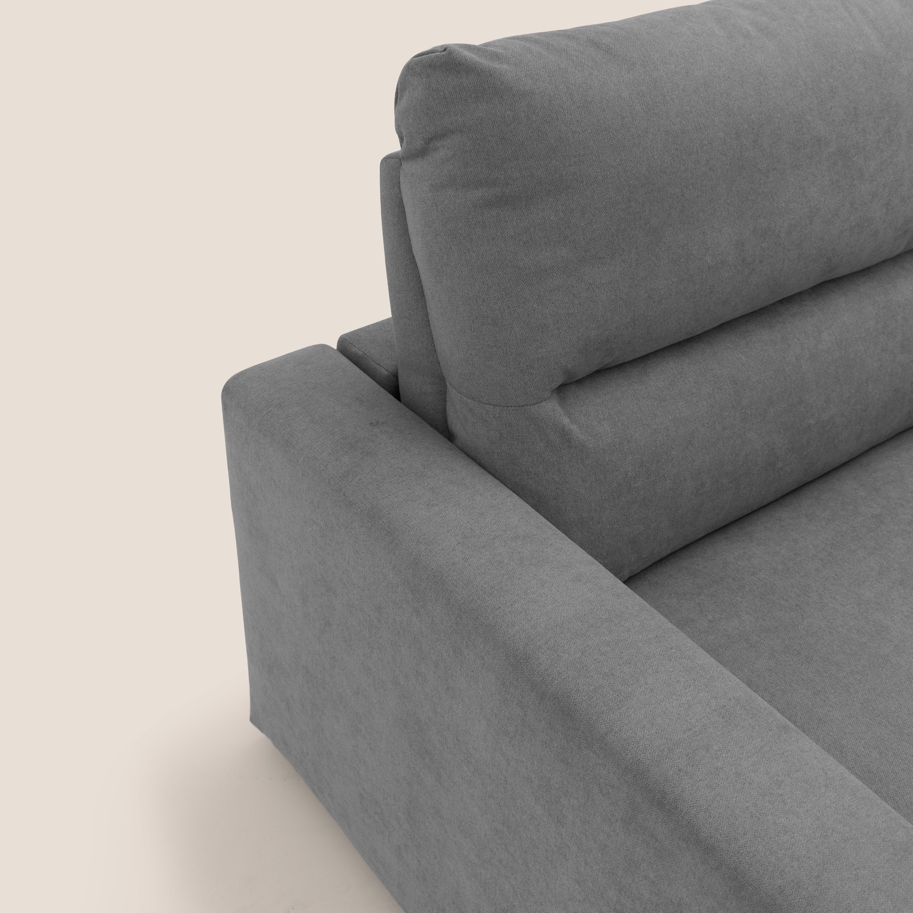 Paloma divano letto con materasso alto 18 cm con Aloe Vera in tessuto impermeabile grigio - divitt.sbs