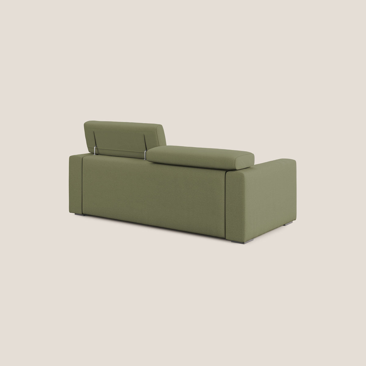 Dylan divano allungabile con pouf estraibile poggiapiedi in tessuto fiammato simil cotone impermeabile T19 verde - divitt.sbs