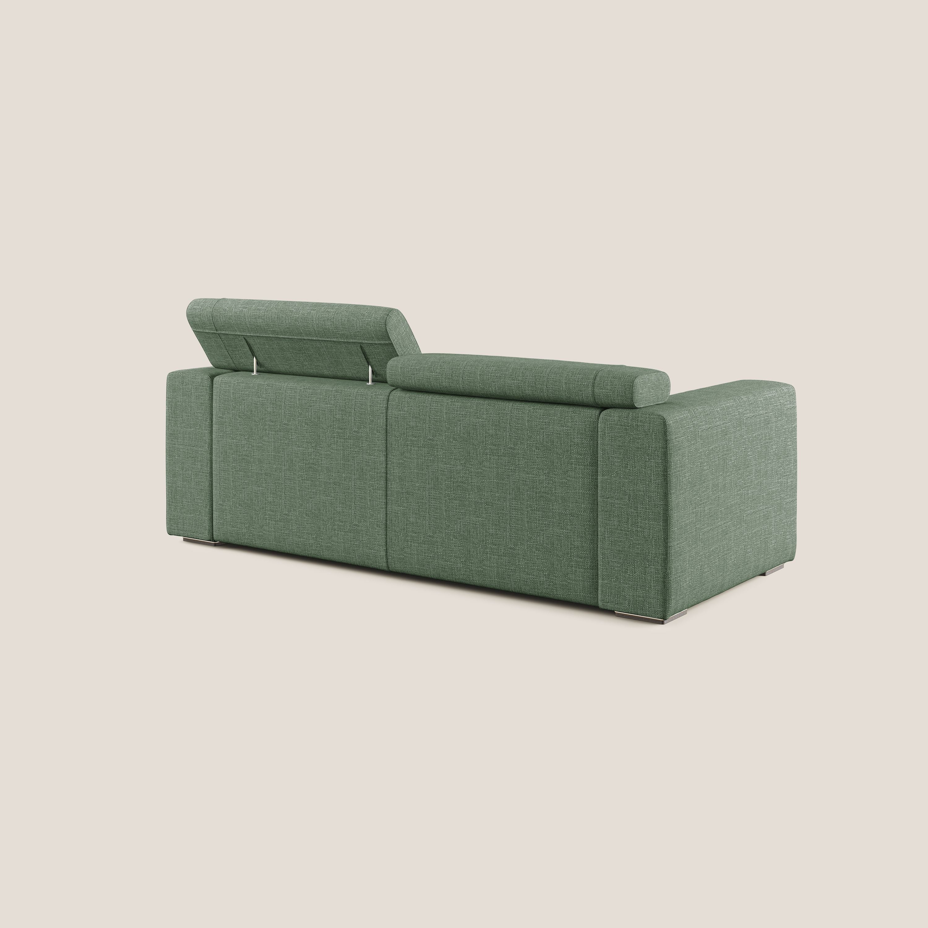 Vegas divano con poggiatesta reclinabili in morbido tessuto impermeabile T06 verde - divitt.sbs