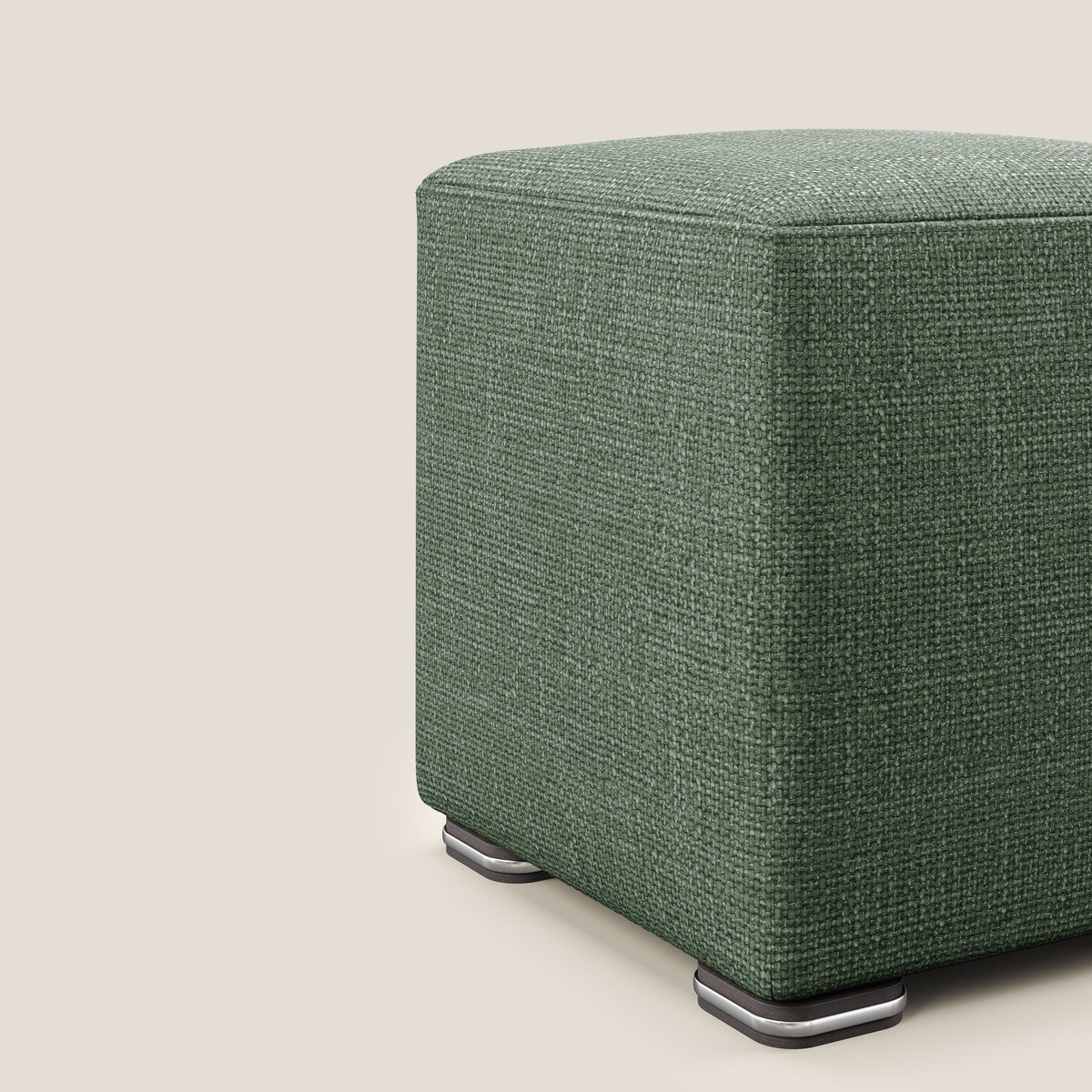 Cube pouf in morbido tessuto impermeabile ad intreccio melangiato T06 verde - divitt.sbs