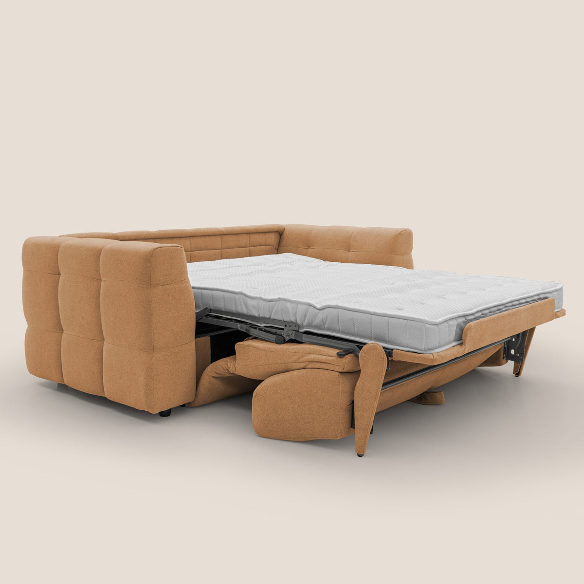Tender Divano letto matrimoniale dal design innovativo in tessuto bouclet impermeabile T07 arancio - divitt.sbs