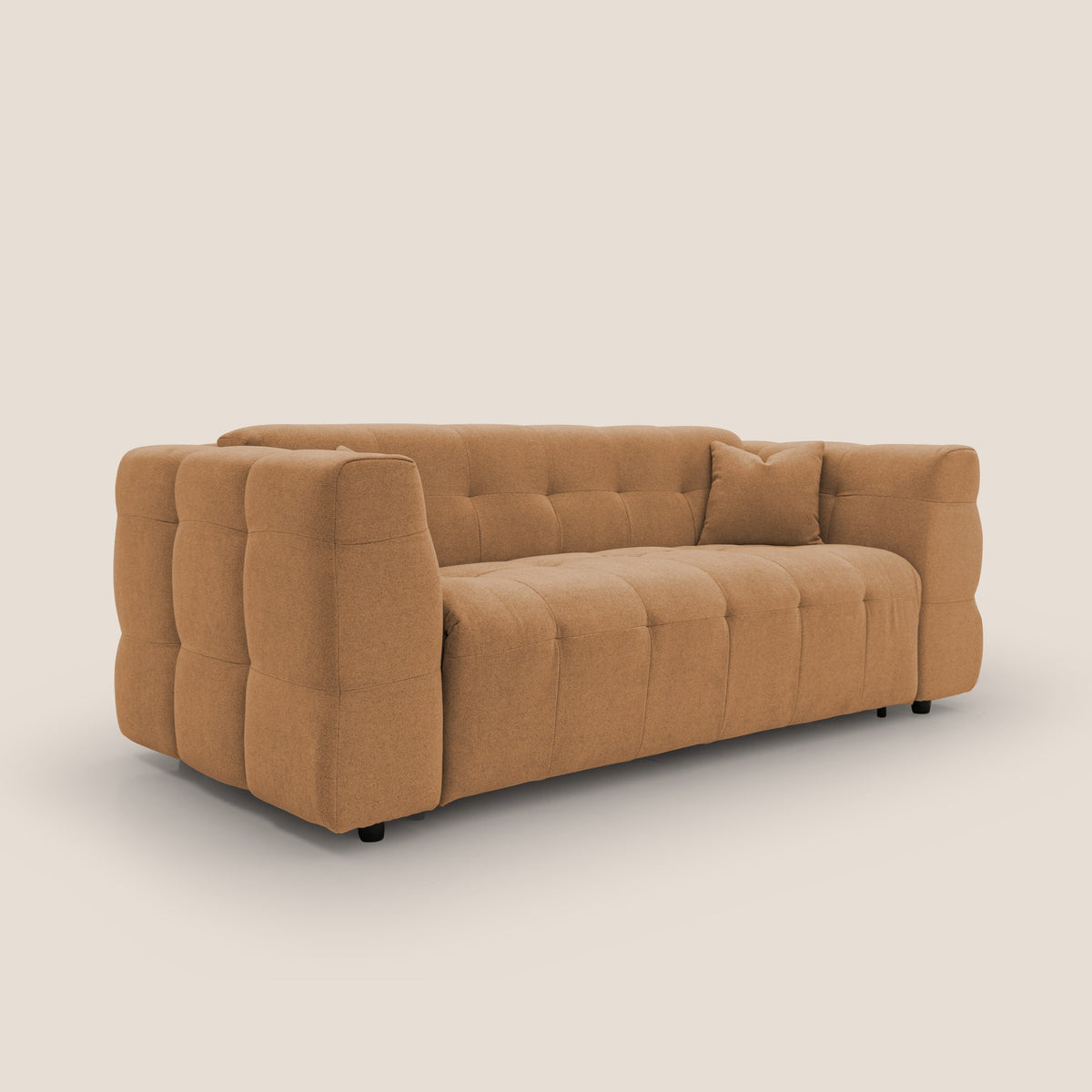 Tender Divano letto matrimoniale dal design innovativo in tessuto bouclet impermeabile T07 arancio - divitt.sbs