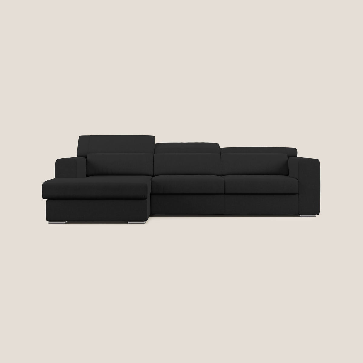 Vegas divano angolare con poggiatesta reclinabili in microfibra impermeabile T11 nero - divitt.sbs
