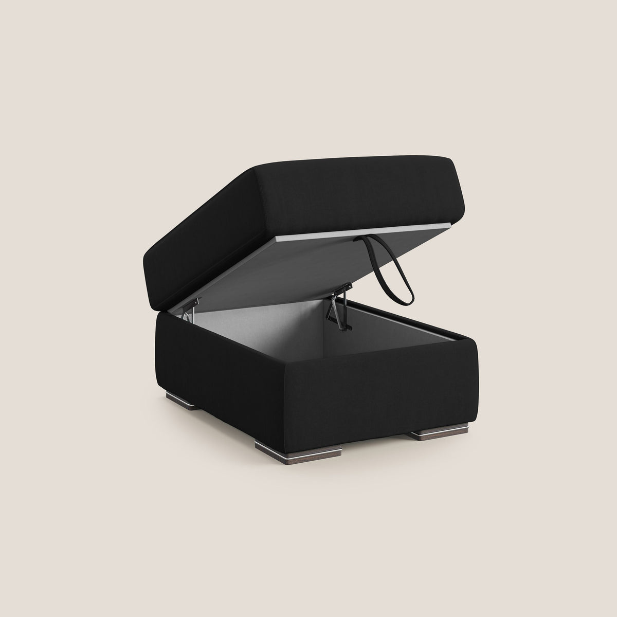 Sun pouf apribile contenitore in microfibra smacchiabile T11 nero - divitt.sbs