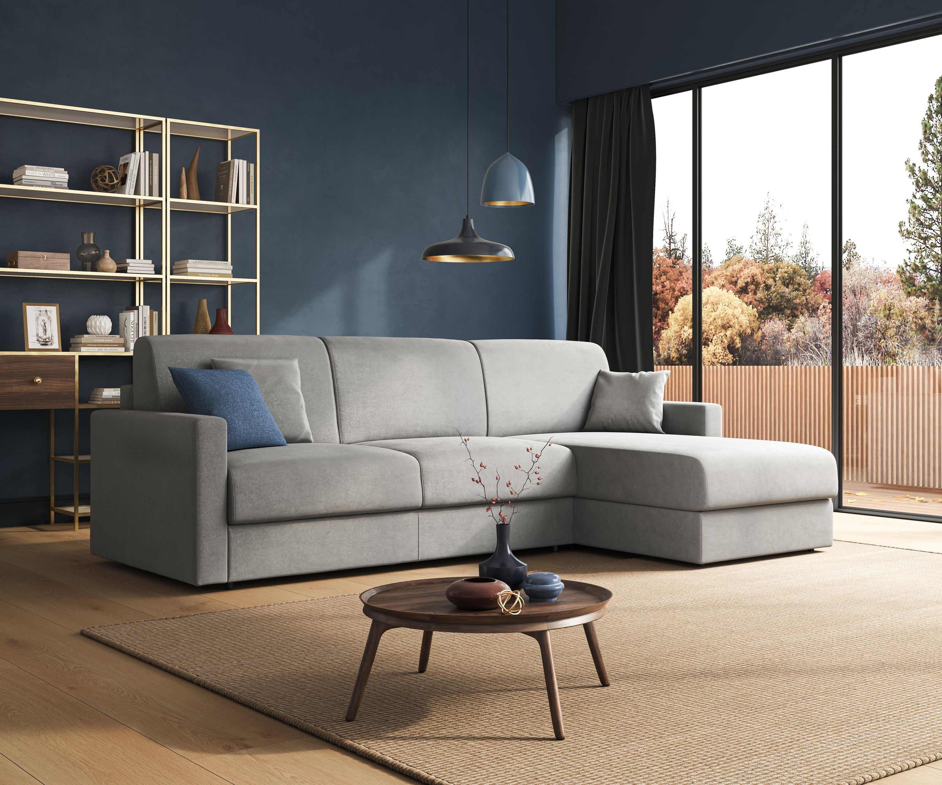 Chris Divano letto angolare con penisola in microfibra smacchiabile T11 panna - divitt.sbs