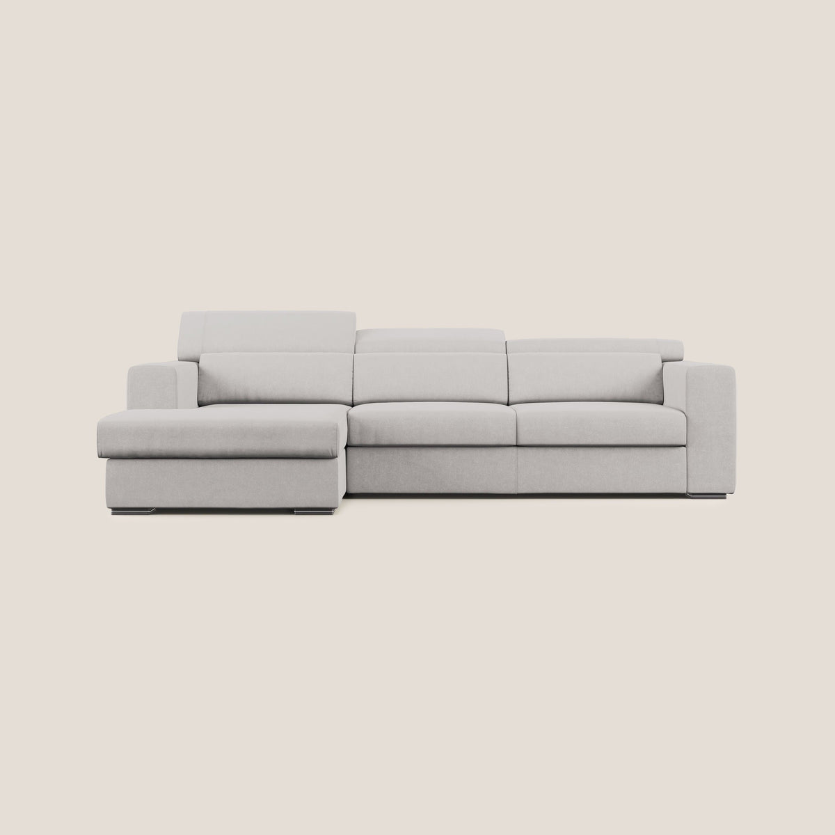 Vegas divano angolare con poggiatesta reclinabili in microfibra impermeabile T11 grigio chiaro - divitt.sbs