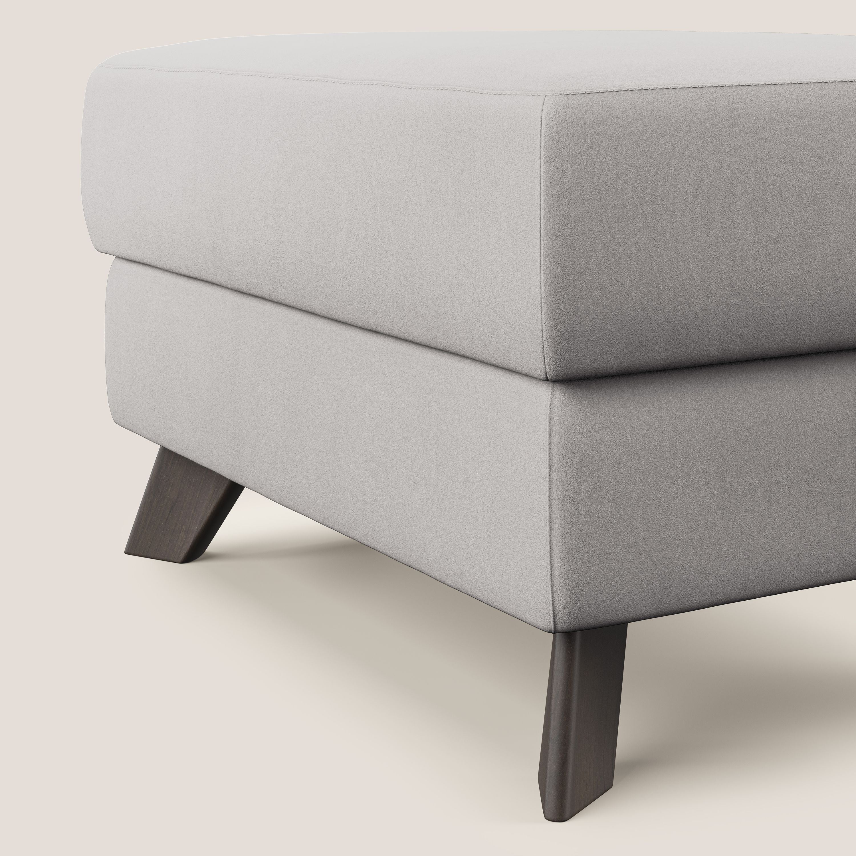 Moon Pouf contenitore e piedini alti in microfibra impermeabile T11 grigio chiaro - divitt.sbs