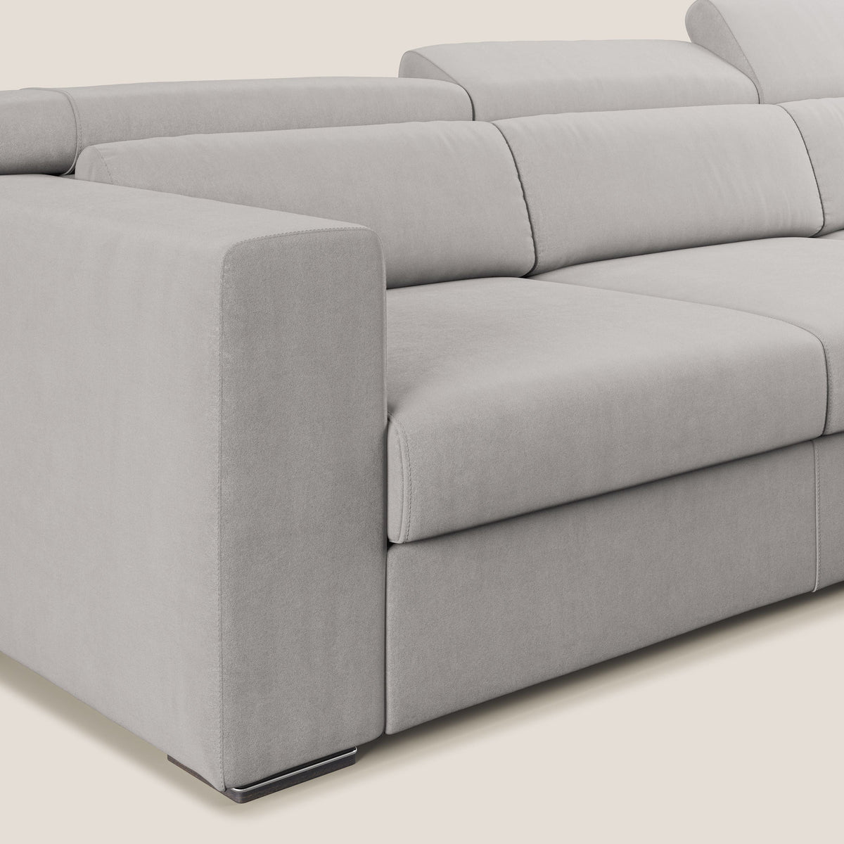 Vegas divano angolare con poggiatesta reclinabili in microfibra impermeabile T11 grigio chiaro - divitt.sbs