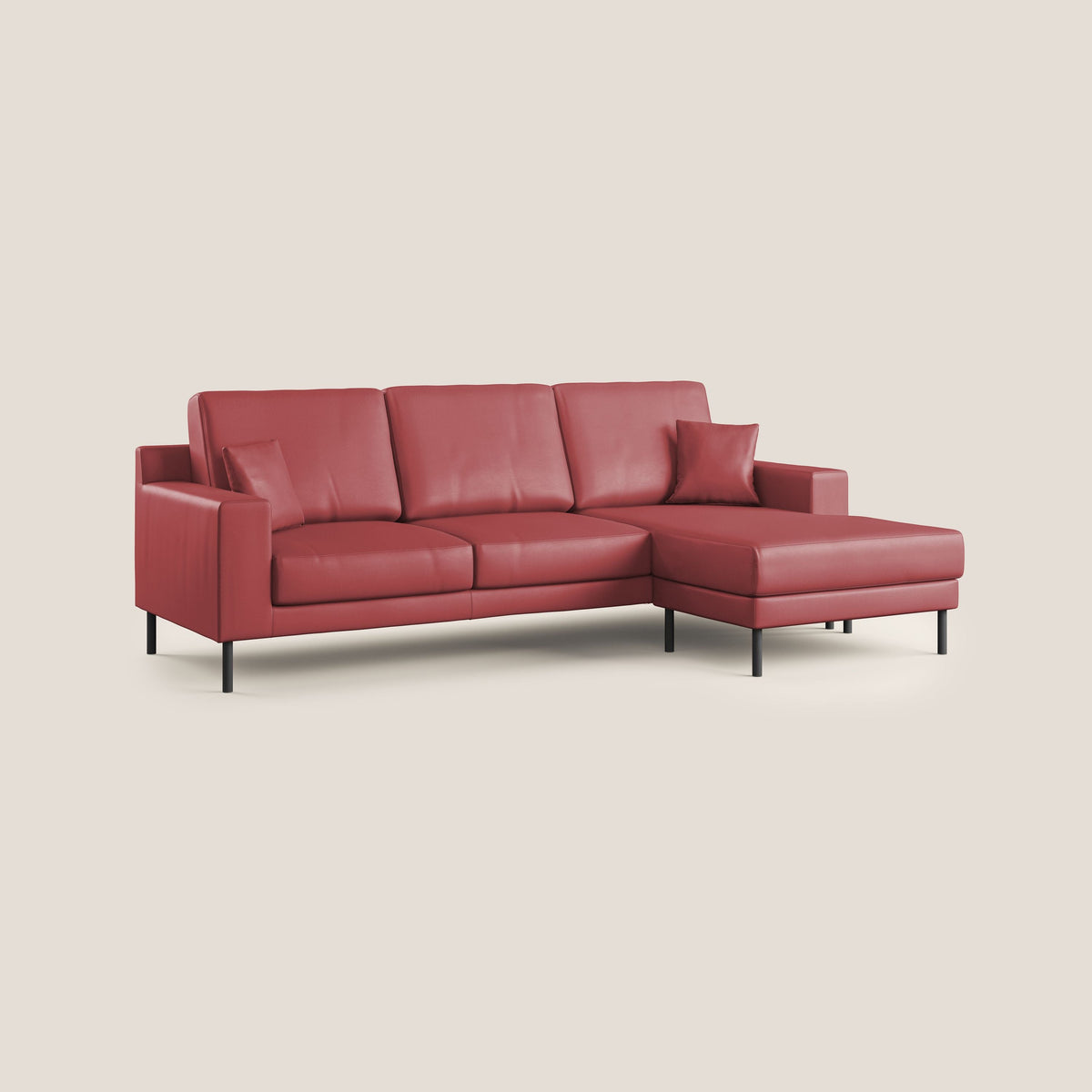Uranio divano angolare moderno REVERSIBILE in Ecopelle impermeabile T04 rosso - divitt.sbs