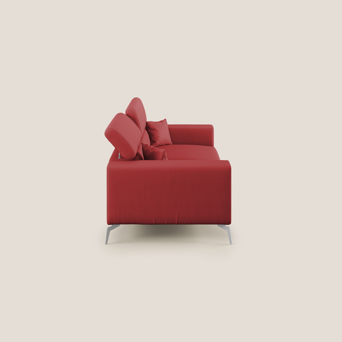 Blade Divano moderno con poggiatesta reclinabili in Ecopelle T04 rosso - divitt.sbs