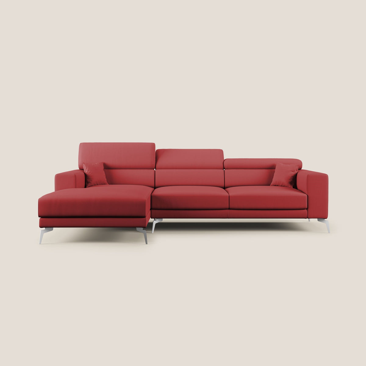 Blade Divano moderno angolare con poggiatesta reclinabili in Ecopelle T04 rosso - divitt.sbs