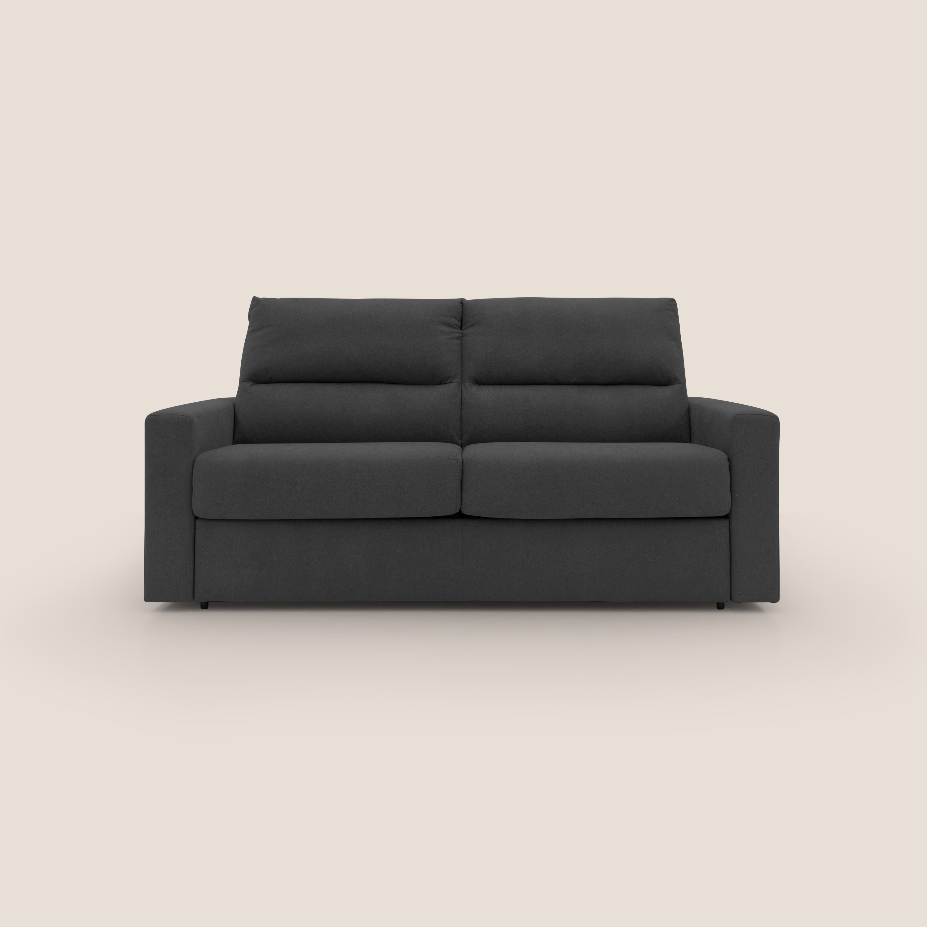 Paloma divano letto con materasso alto 18 cm con Aloe Vera in tessuto impermeabile nero - divitt.sbs