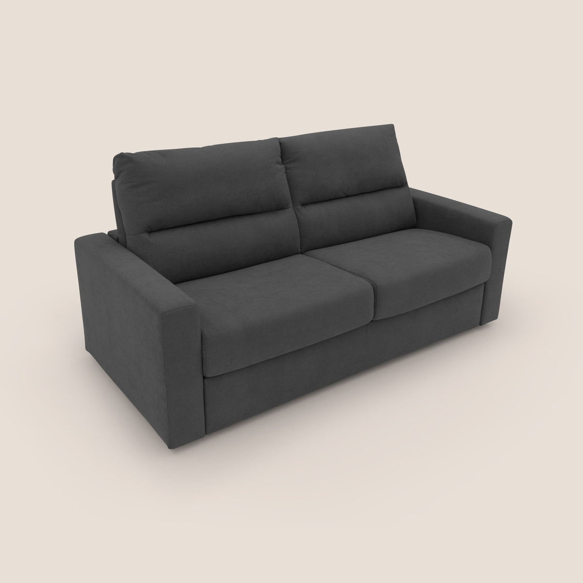 Paloma divano letto con materasso alto 18 cm con Aloe Vera in tessuto impermeabile nero - divitt.sbs