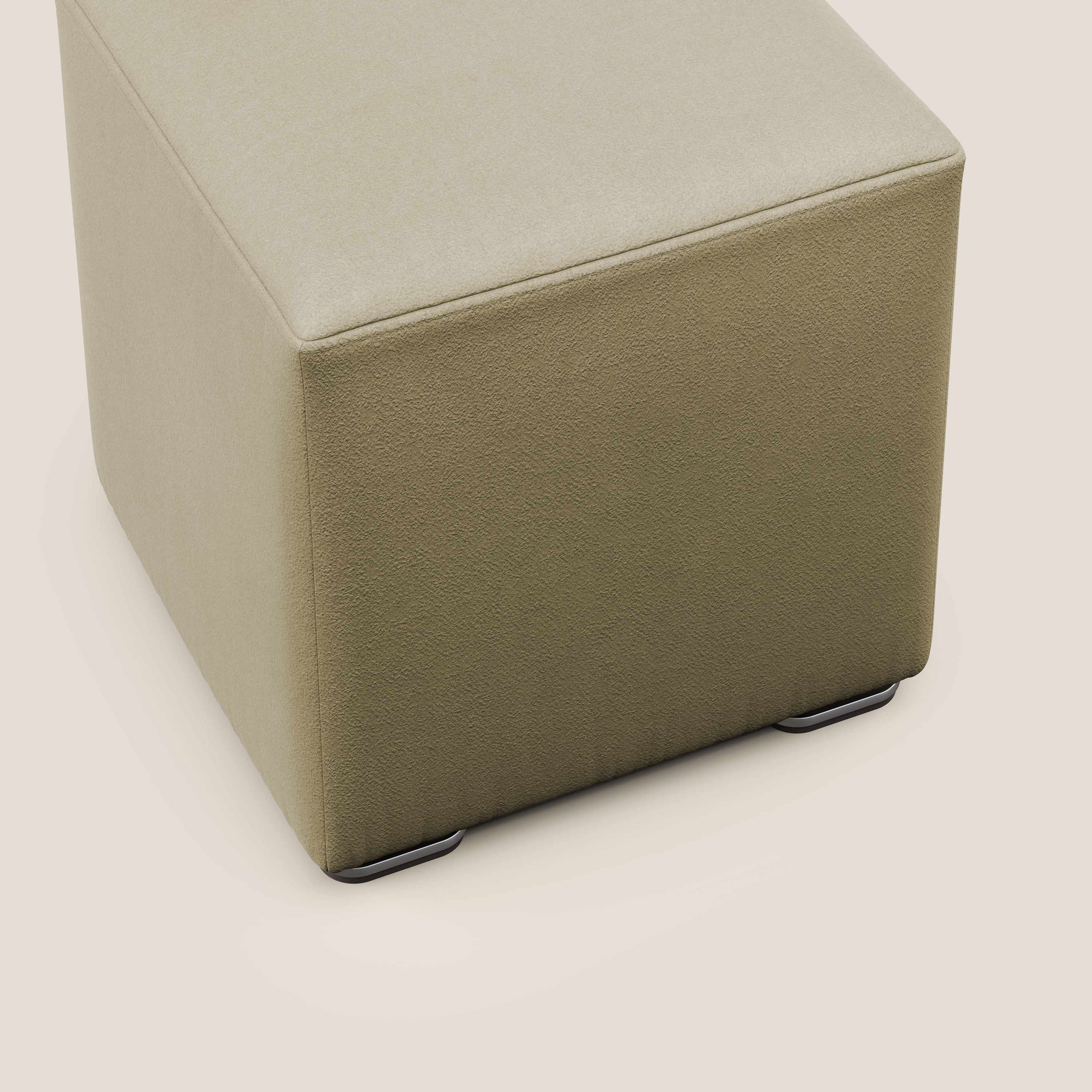 Cube pouf in microfibra smacchiabile T11 beige - divitt.sbs