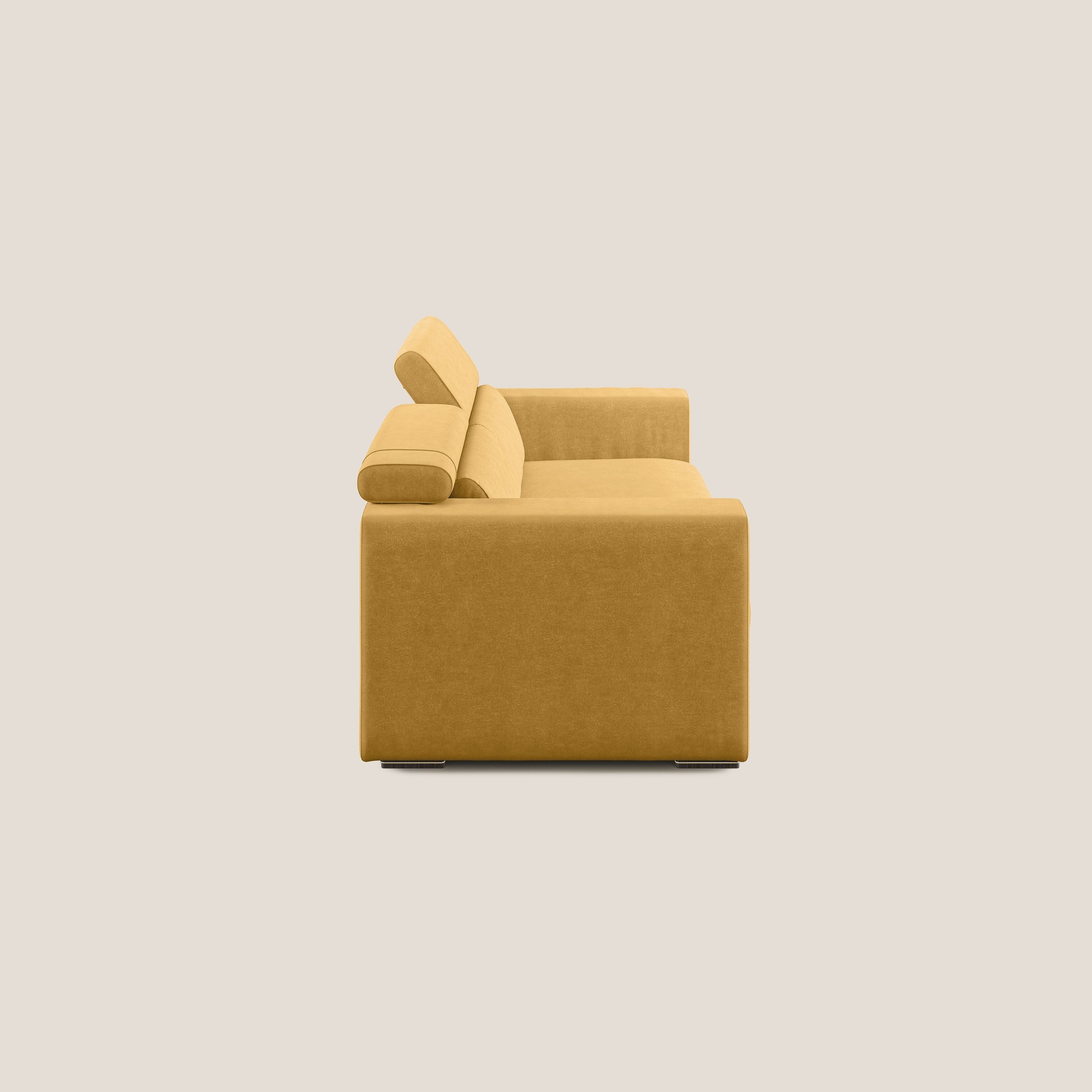 Vegas divano con poggiatesta reclinabili in microfibra smacchiabile T11 giallo - divitt.sbs