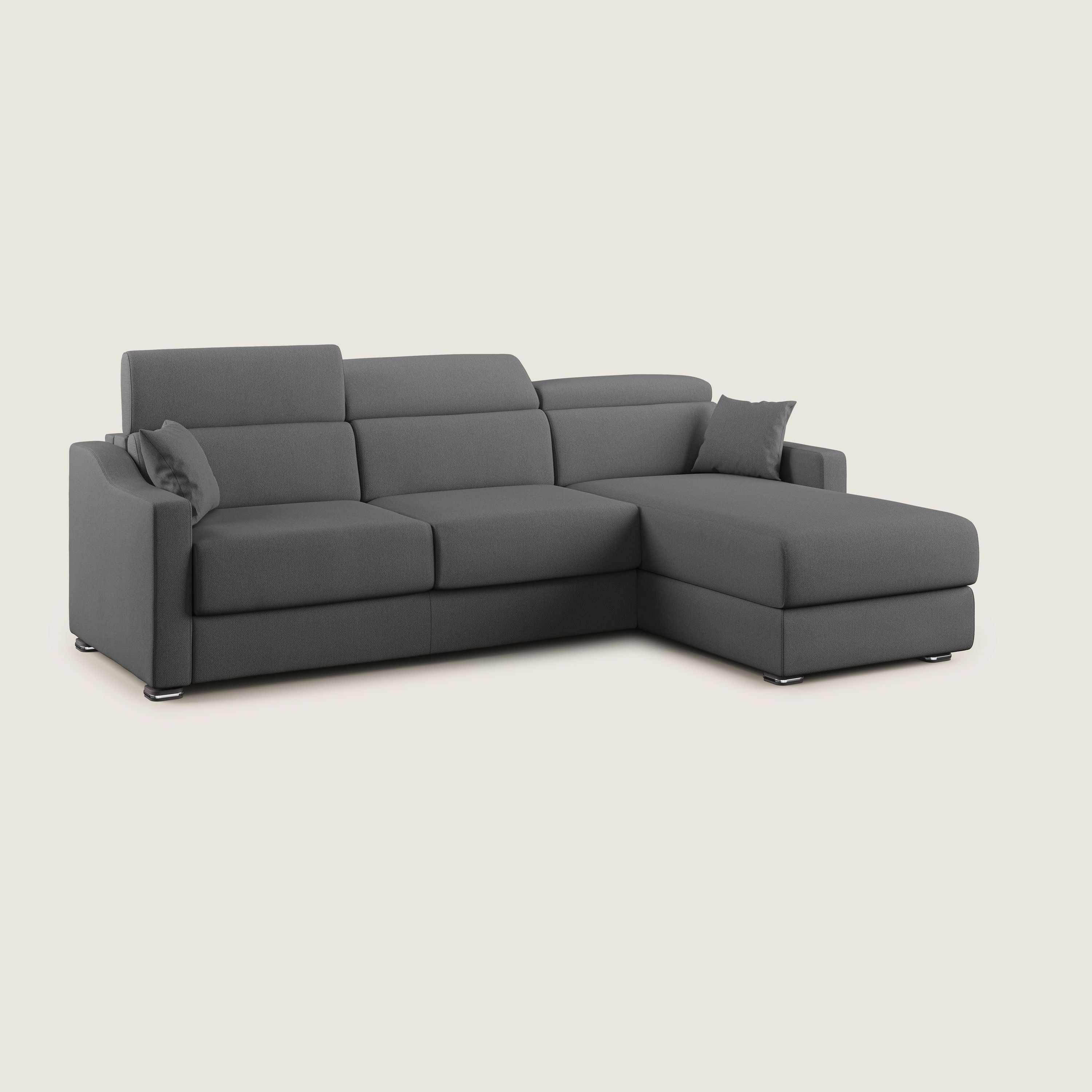 Amber divano letto angolare in tessuto smacchiabile T05 antracite - divitt.sbs