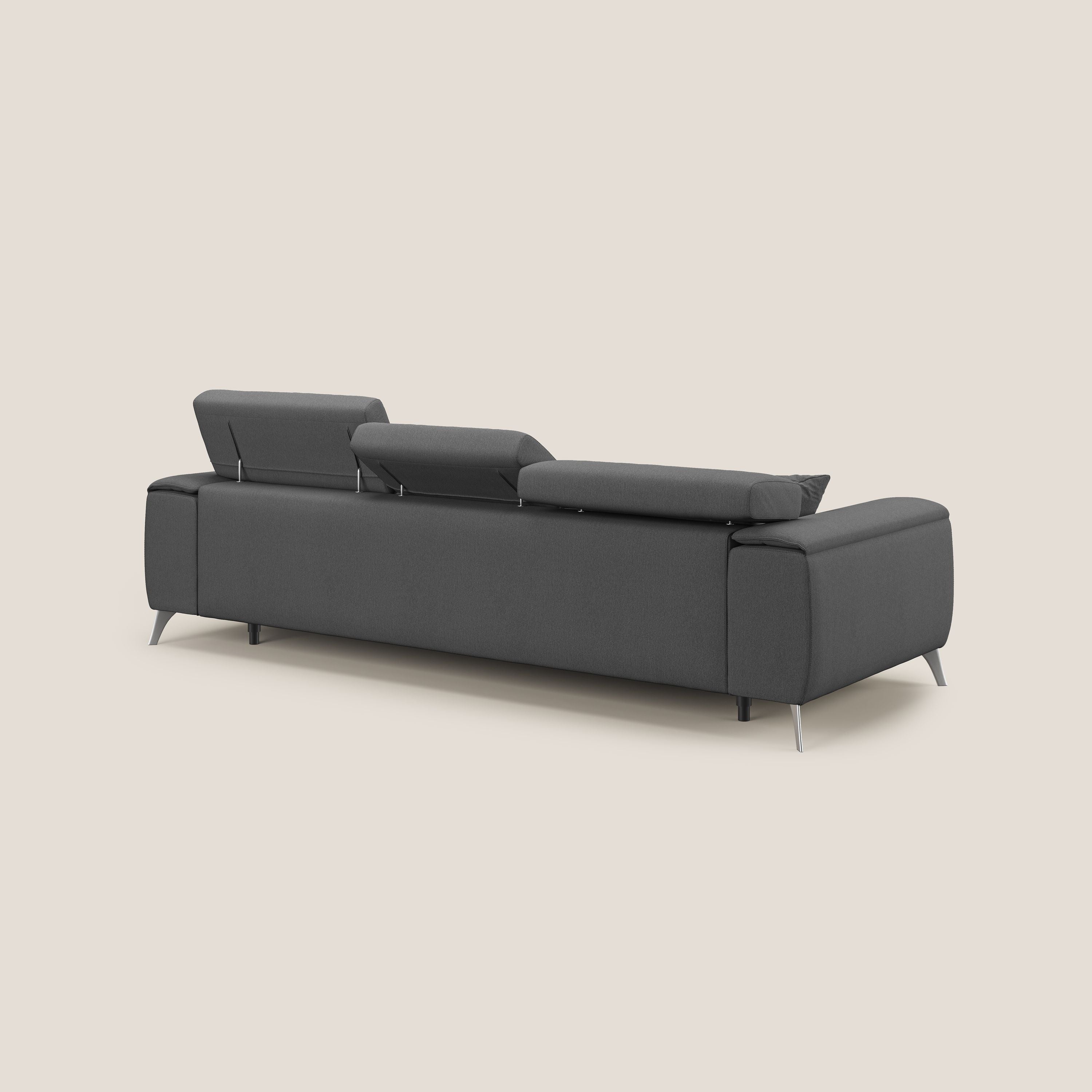 Fusion divano con 3 sedute allungabili in tessuto smacchiabile T05 antracite - divitt.sbs
