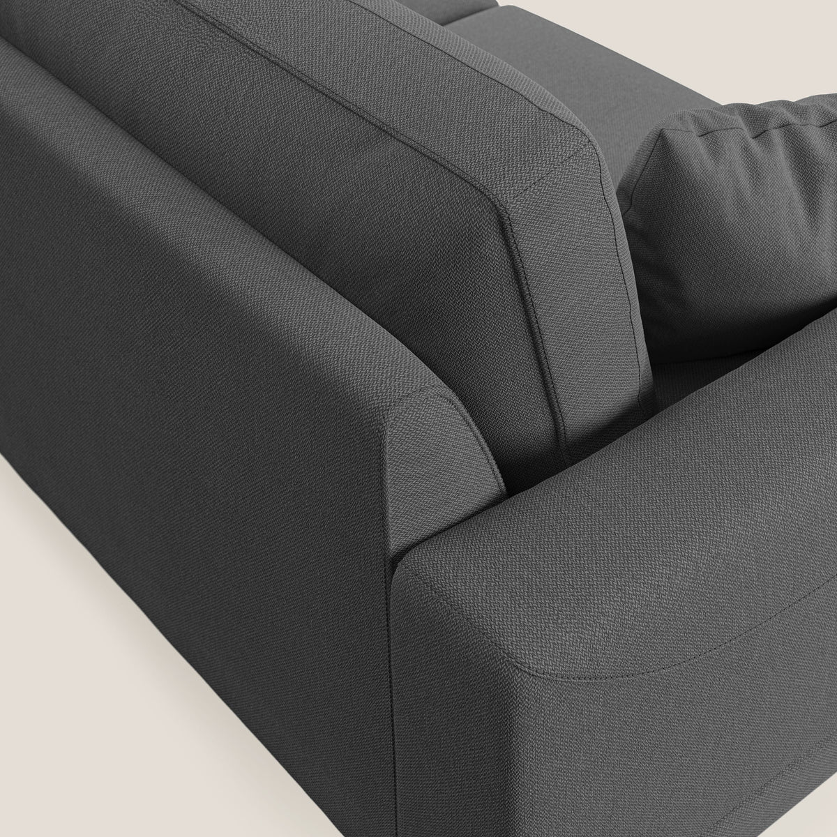 Dorian divano moderno angolare con penisola in tessuto morbido antimacchia T05 antracite - divitt.sbs