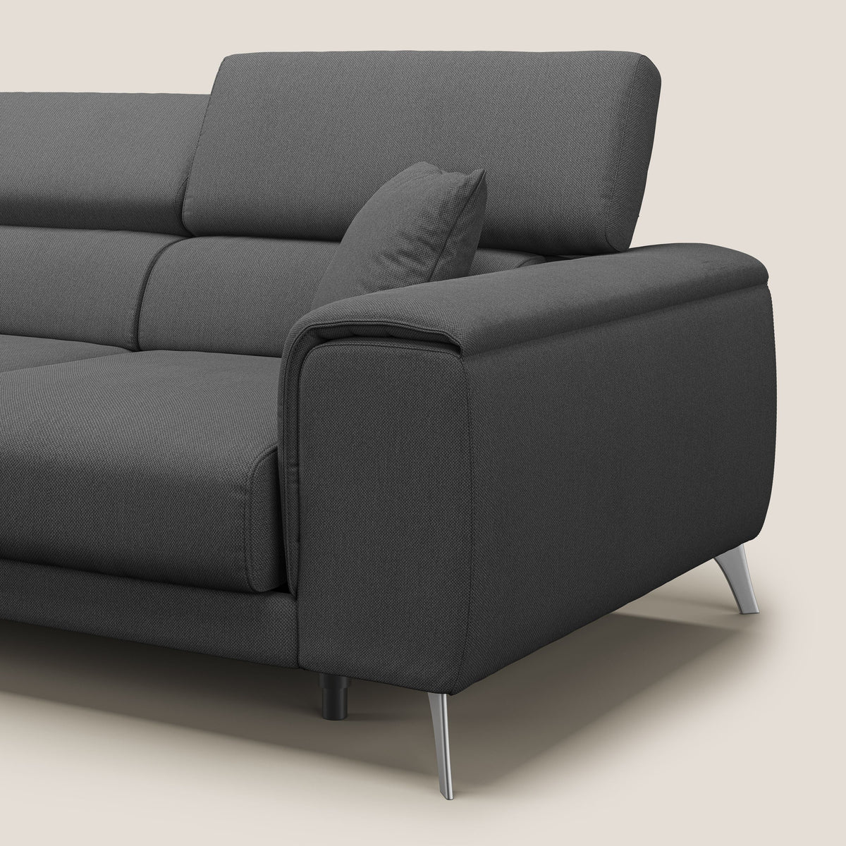 Fusion divano con 3 sedute allungabili in tessuto smacchiabile T05 antracite - divitt.sbs