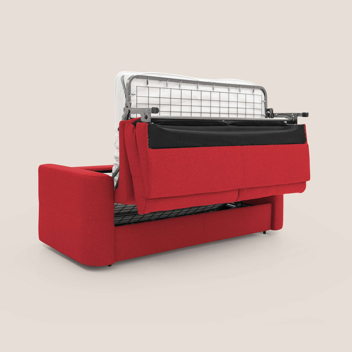 Cupido Divano letto materasso H18 cm e schienale alto in tessuto impermeabile simil cotone T13 rosso - divitt.sbs