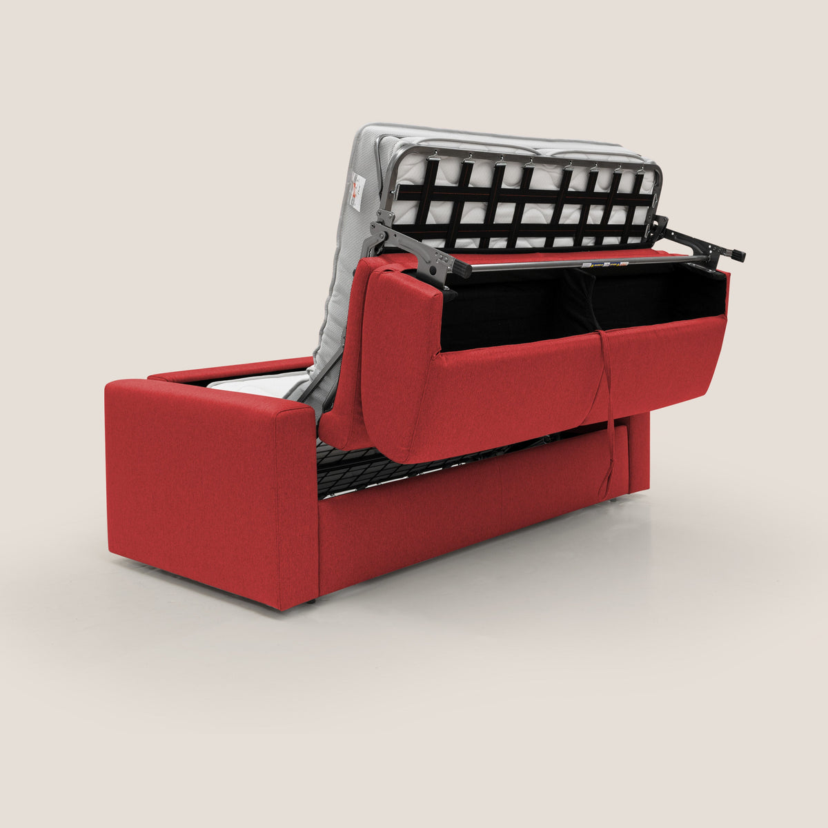 Kansas Divano letto matrimoniale alto 20 cm in tessuto impermeabile misto cotone T13 rosso - divitt.sbs