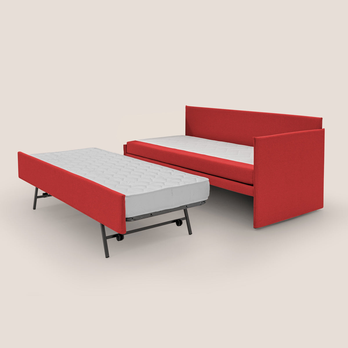 Durini Divano duplex con doppio letto in tessuto simil cotone impermeabile T13 rosso - divitt.sbs