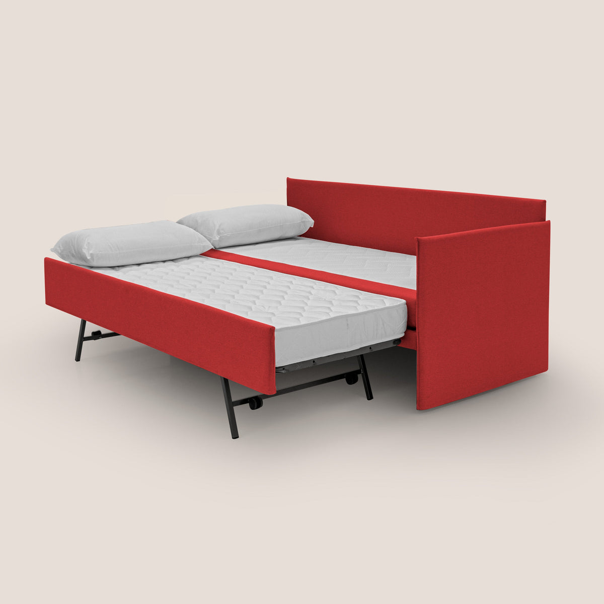 Durini Divano duplex con doppio letto in tessuto simil cotone impermeabile T13 rosso - divitt.sbs