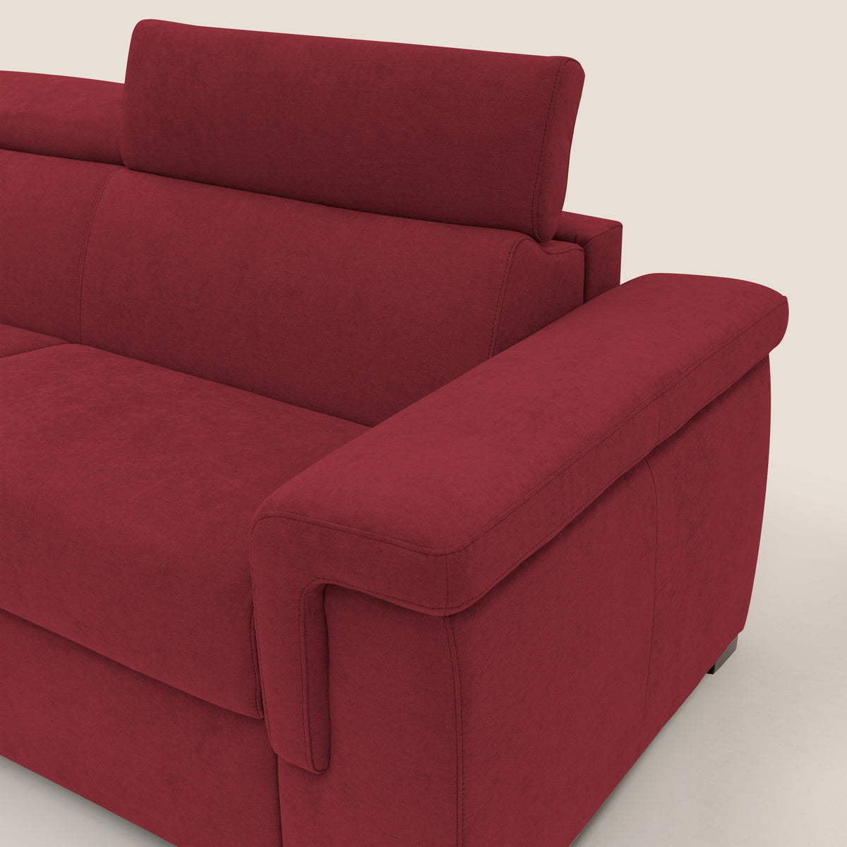 Giunone divano letto con materasso alto 18 cm e poggiatesta reclinabili in tessuto impermeabile T02 rosso - divitt.sbs