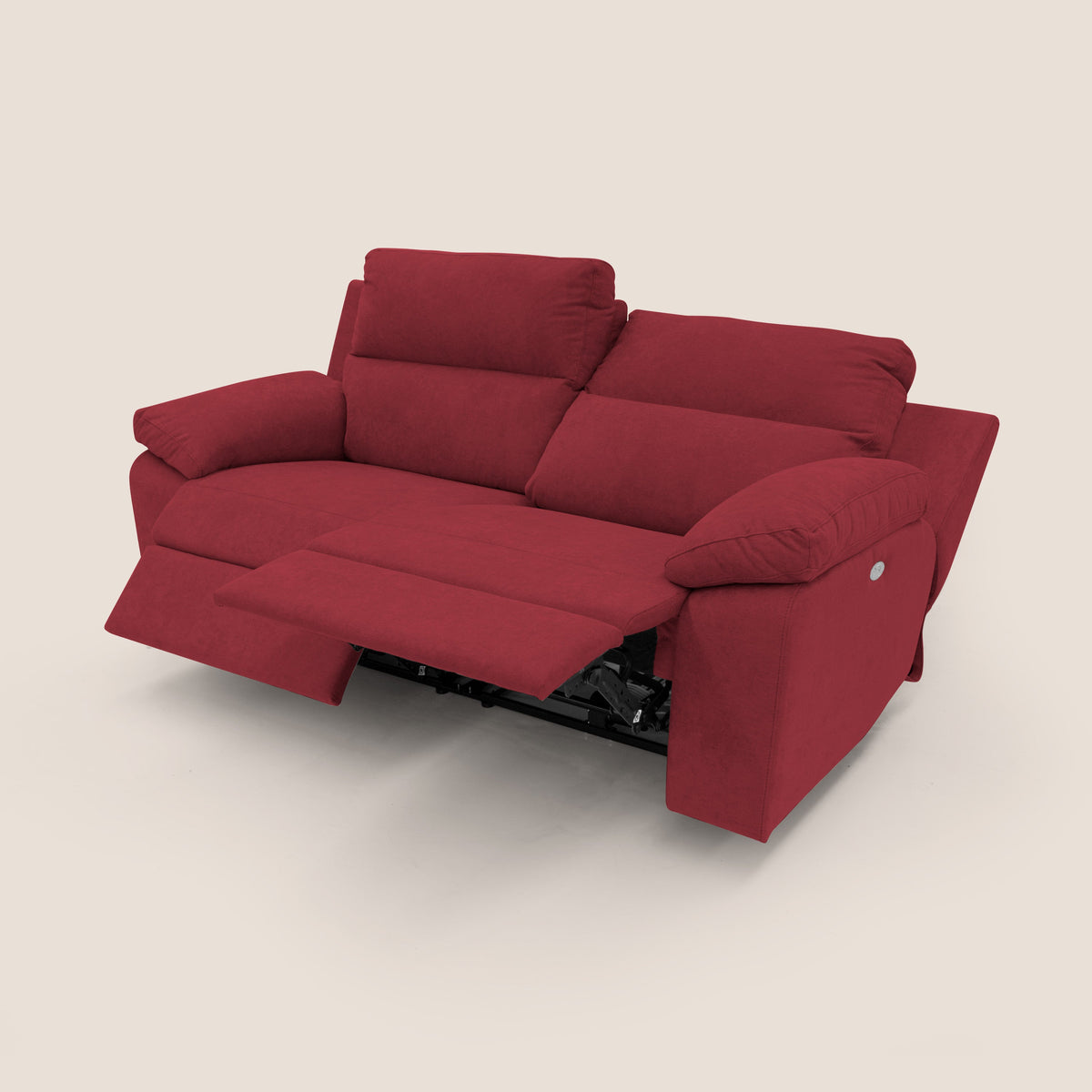 Romeo Divano relax con recliner elettrico in morbido tessuto impermeabile T02 rosso - divitt.sbs