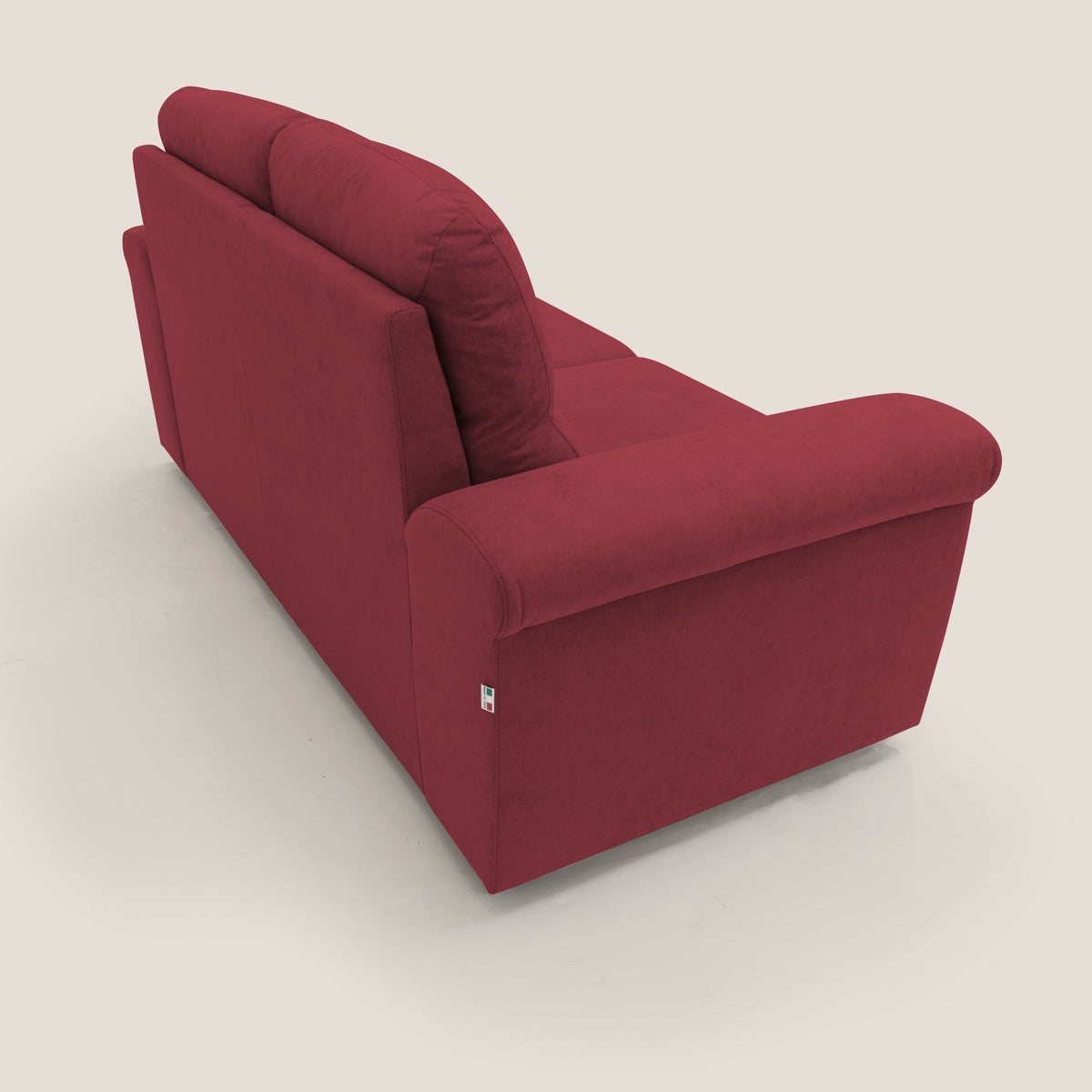 Minerva divano con pouf estraibile poggiapiedi in tessuto morbido impermeabile T02 rosso - divitt.sbs