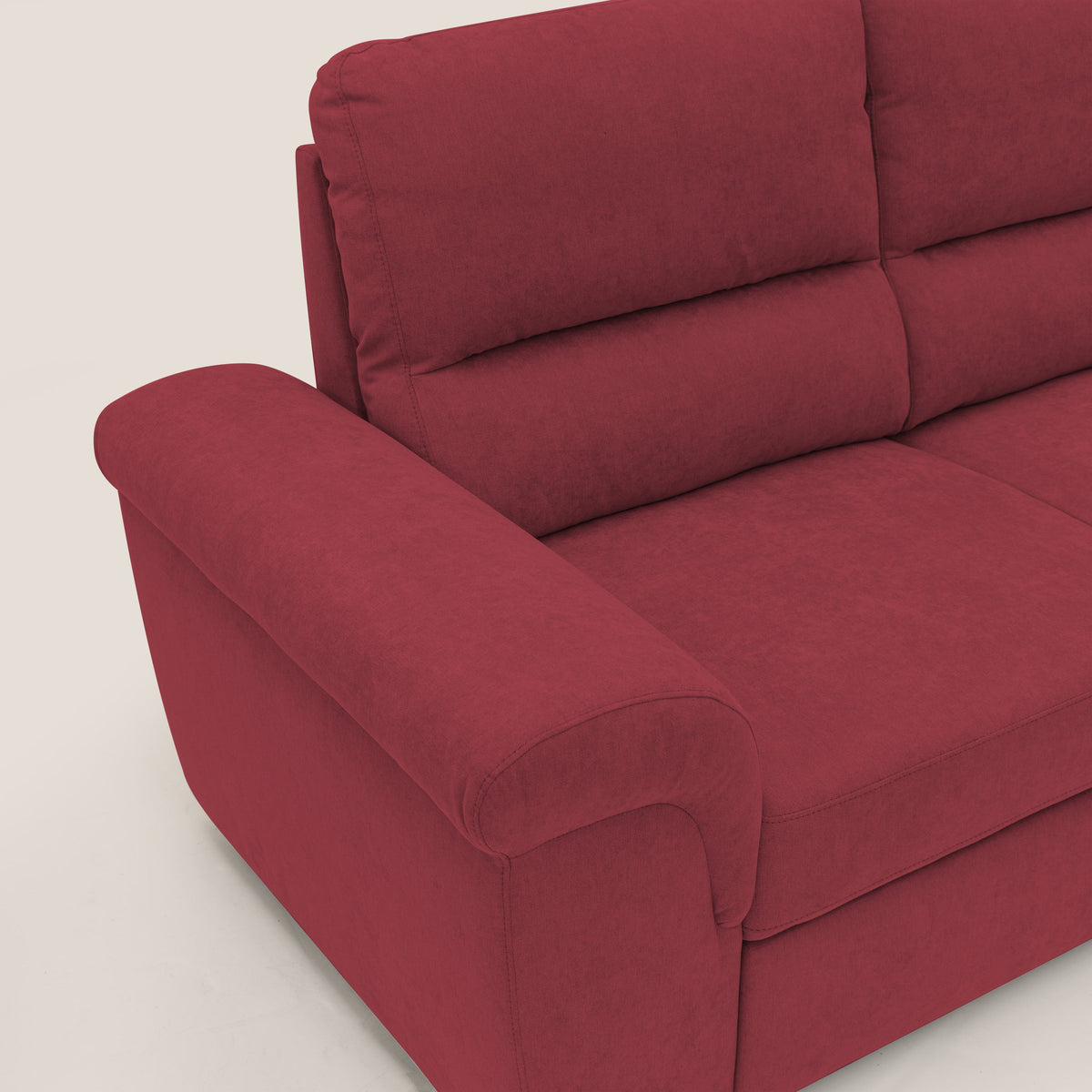 Minerva divano con pouf estraibile poggiapiedi in tessuto morbido impermeabile T02 rosso - divitt.sbs