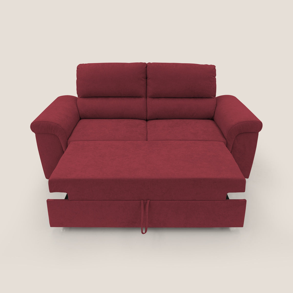 Minerva divano con pouf estraibile poggiapiedi in tessuto morbido impermeabile T02 rosso - divitt.sbs