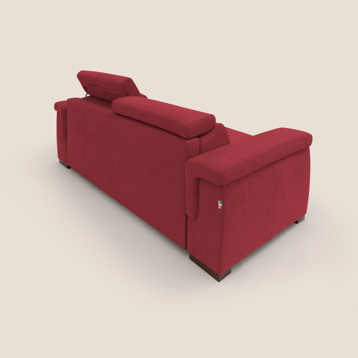 Giunone divano letto con materasso alto 18 cm e poggiatesta reclinabili in tessuto impermeabile T02 rosso - divitt.sbs