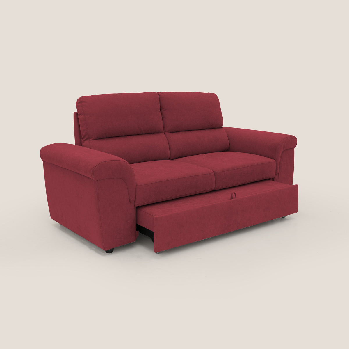 Minerva divano con pouf estraibile poggiapiedi in tessuto morbido impermeabile T02 rosso - divitt.sbs