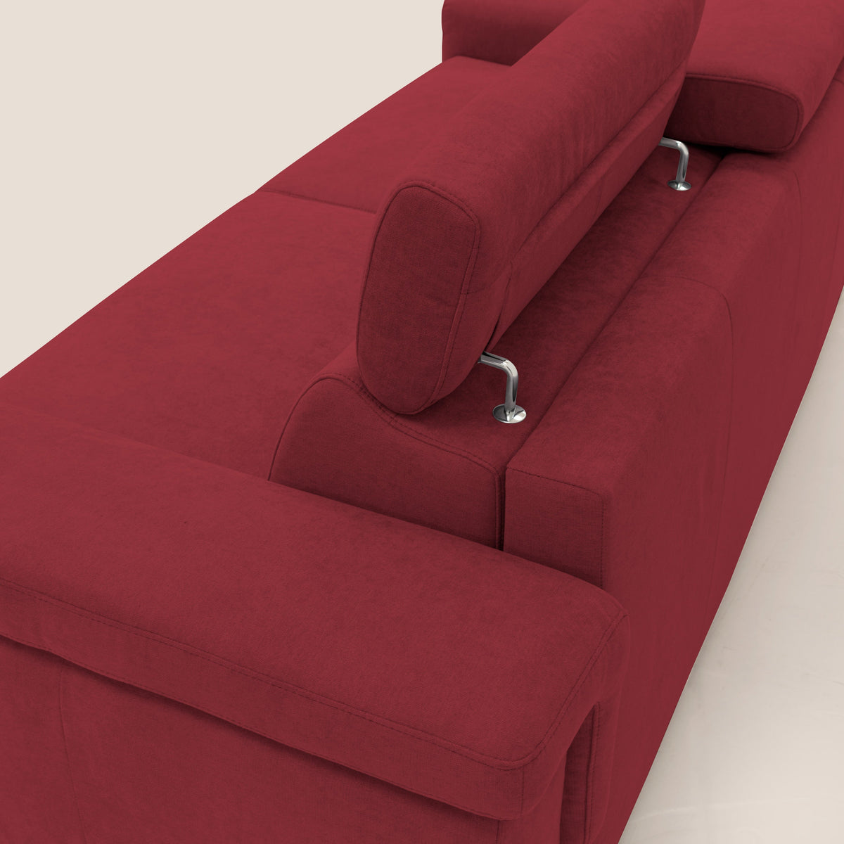 Giunone divano letto con materasso alto 18 cm e poggiatesta reclinabili in tessuto impermeabile T02 rosso - divitt.sbs