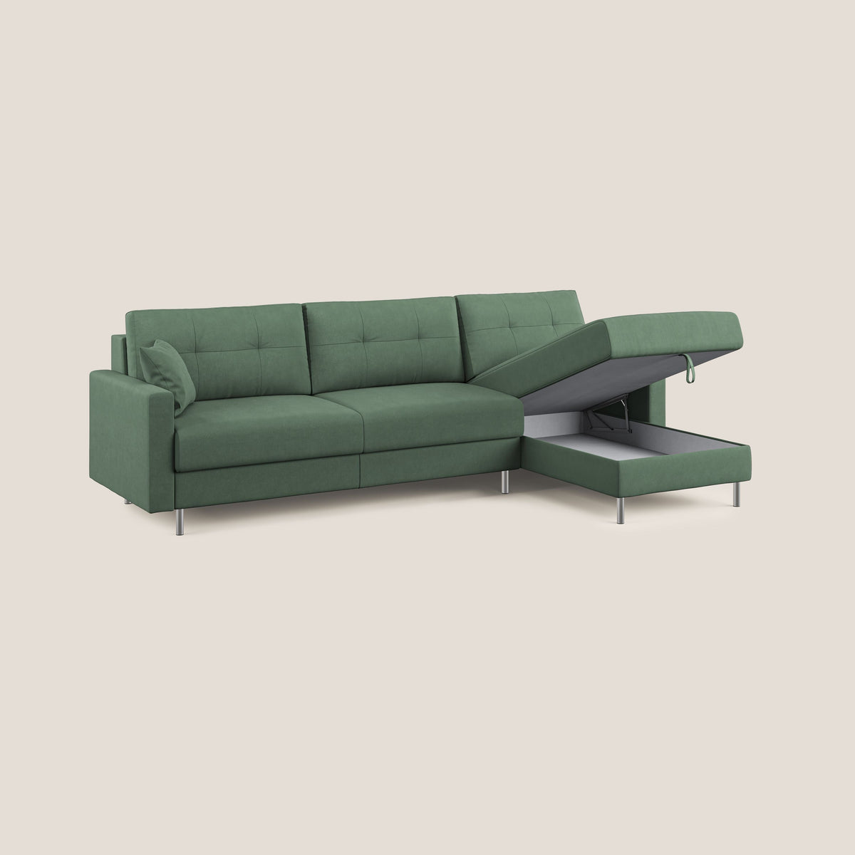 Megan divano letto angolare in microfibra smacchiabile T11 verde - divitt.sbs