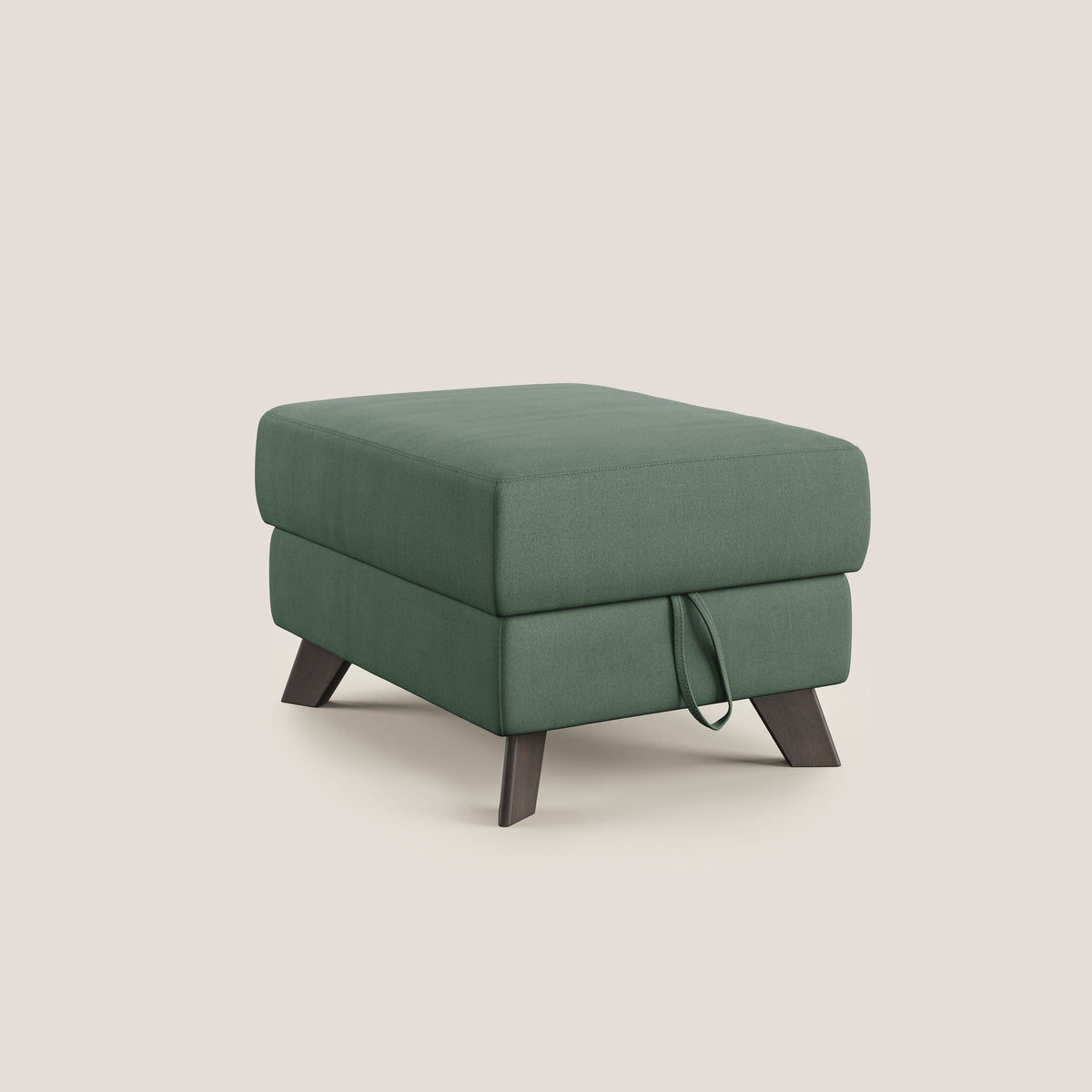 Moon Pouf contenitore e piedini alti in microfibra impermeabile T11 verde - divitt.sbs