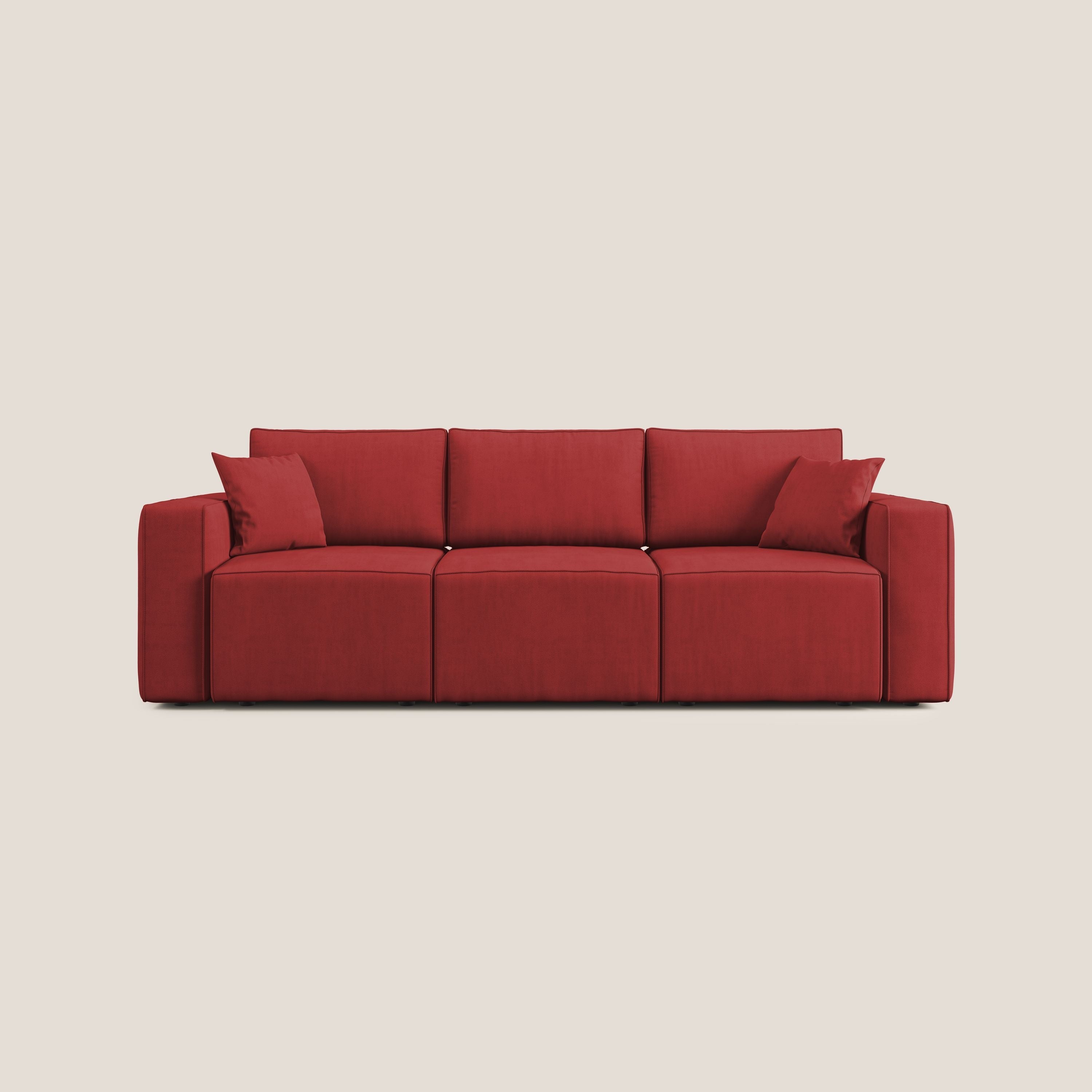 Morfeo divano con 3 sedute estraibili in morbido tessuto impermeabile T02 rosso - divitt.sbs