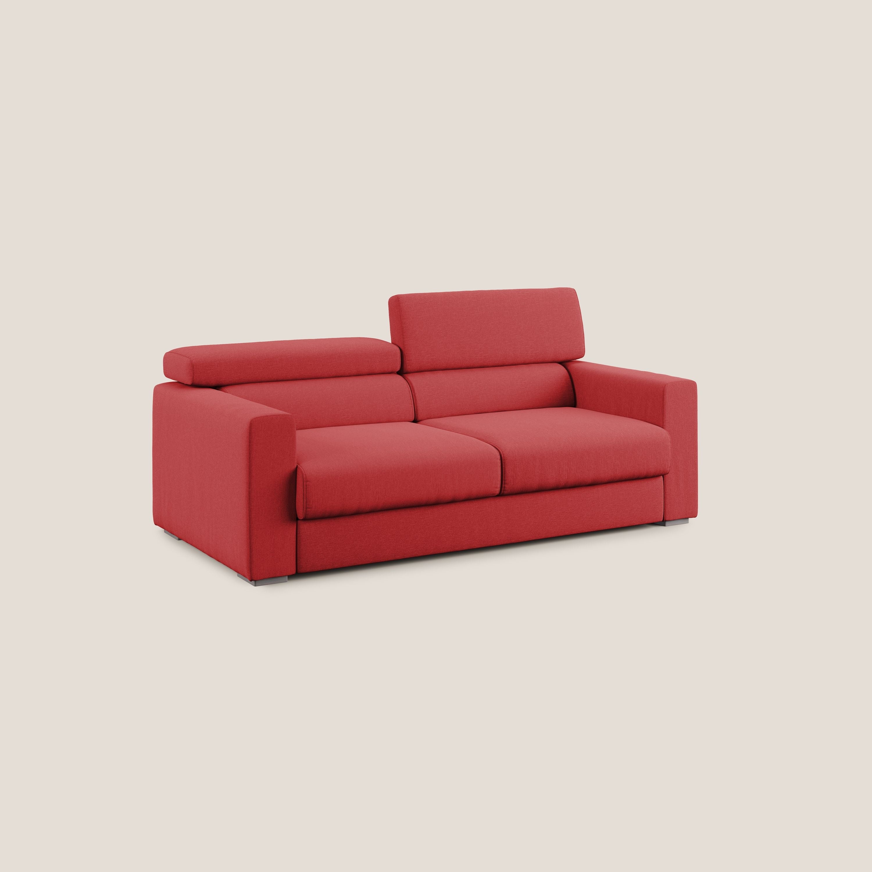 Dylan divano allungabile con pouf estraibile poggiapiedi in tessuto simil cotone impermeabile T13 rosso - divitt.sbs