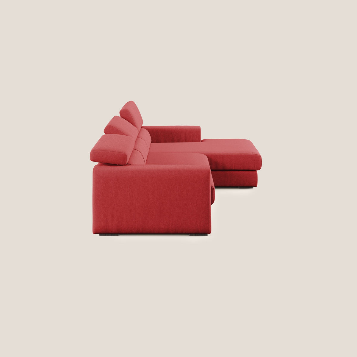 Dylan divano angolare con pouf estraibile poggiapiedi in tessuto simil cotone impermeabile T13 rosso - divitt.sbs
