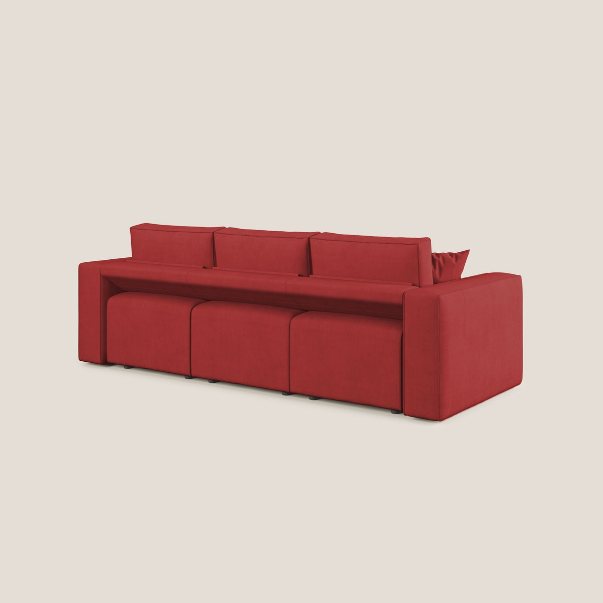 Morfeo divano con 3 sedute estraibili in morbido tessuto impermeabile T02 rosso - divitt.sbs