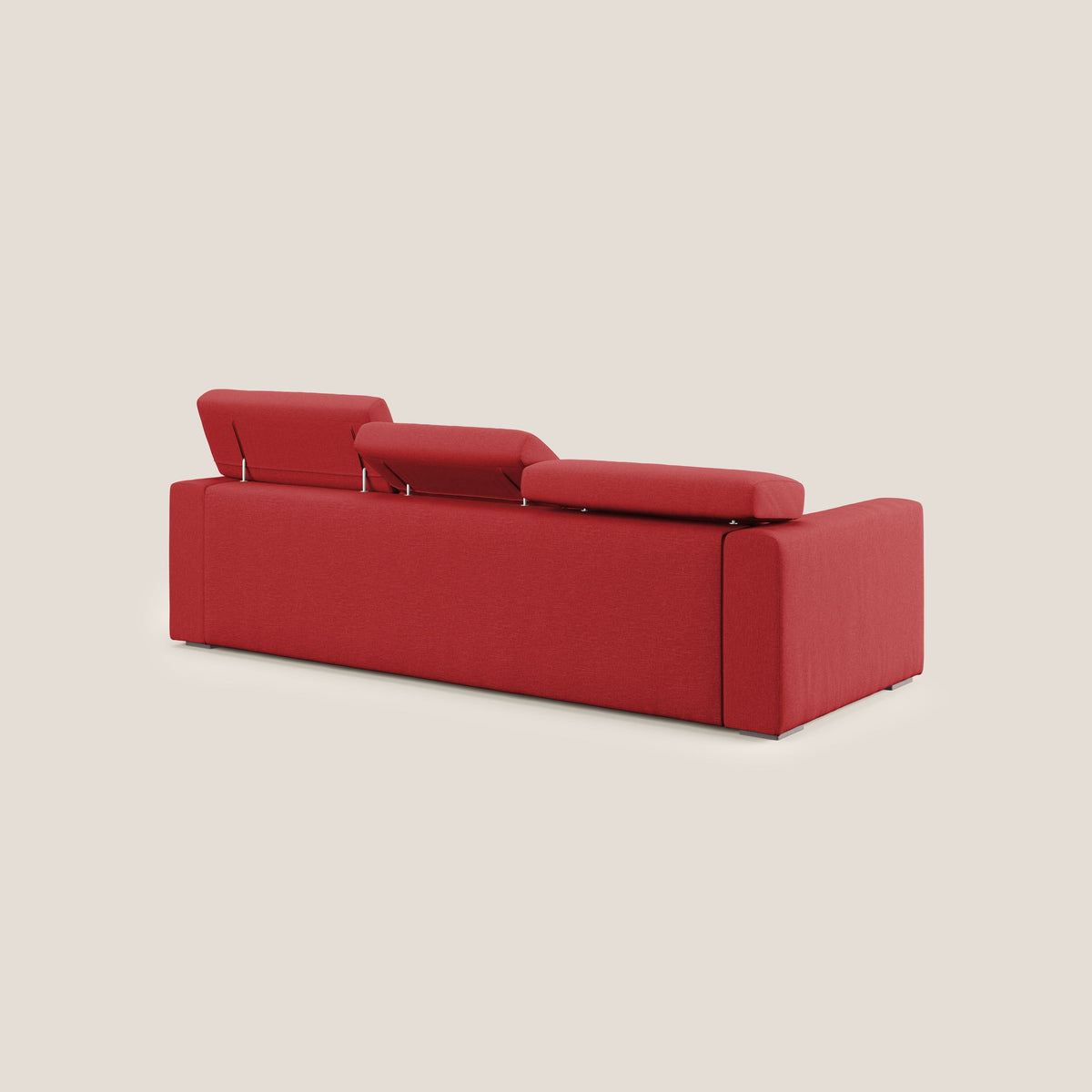 Dylan divano a 3 sedute con pouf estraibile poggiapiedi in tessuto simil cotone impermeabile T13 rosso - divitt.sbs