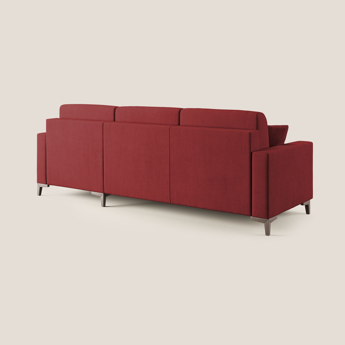 Kafka divano letto angolare in morbido tessuto impermeabile T02 rosso - divitt.sbs