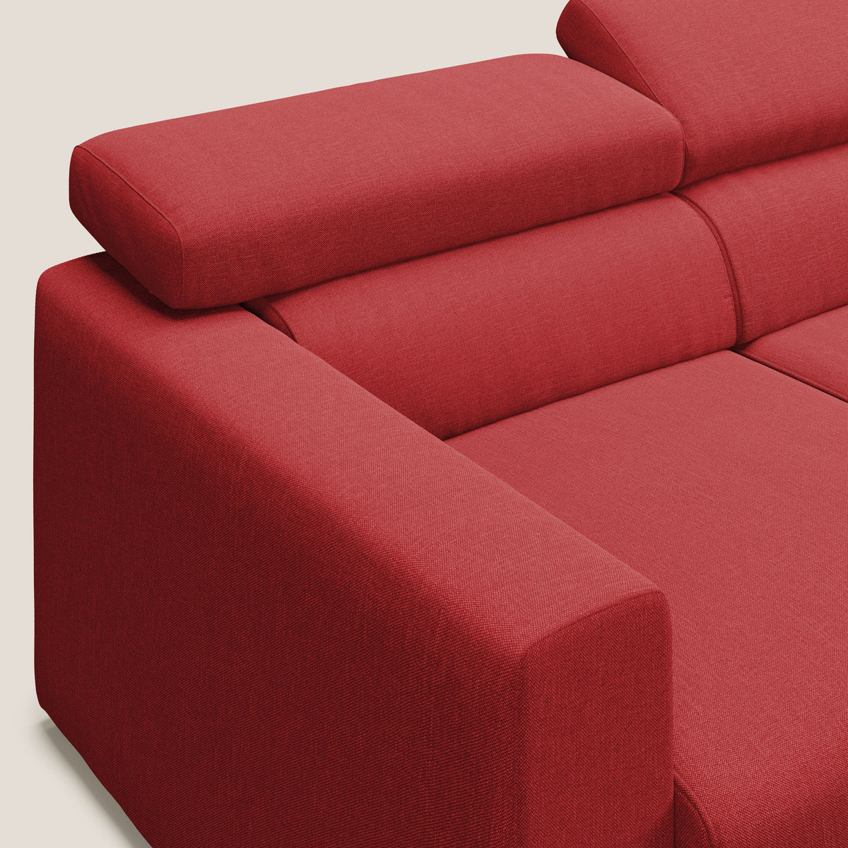 Dylan divano a 3 sedute con pouf estraibile poggiapiedi in tessuto simil cotone impermeabile T13 rosso - divitt.sbs