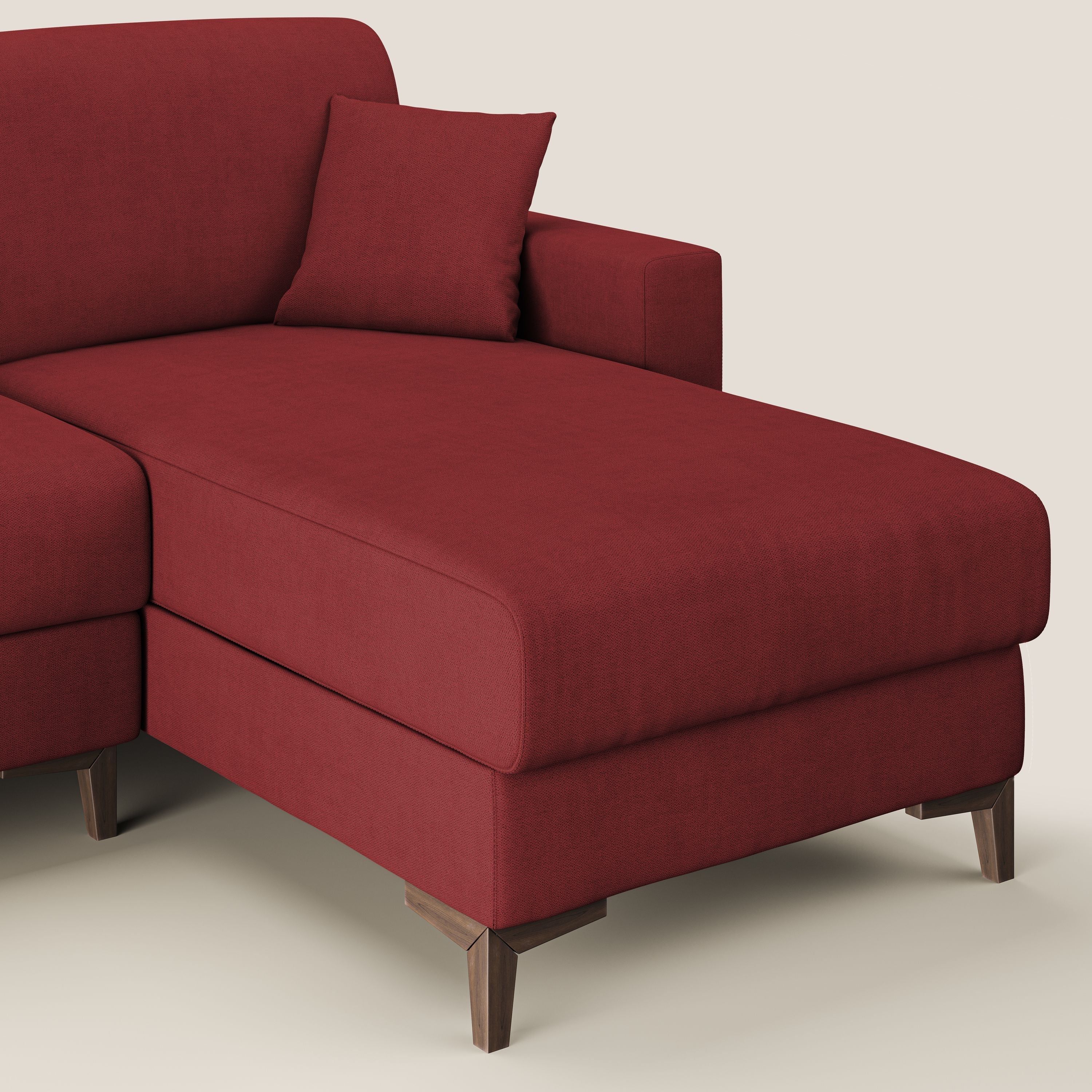 Kafka divano letto angolare in morbido tessuto impermeabile T02 rosso - divitt.sbs