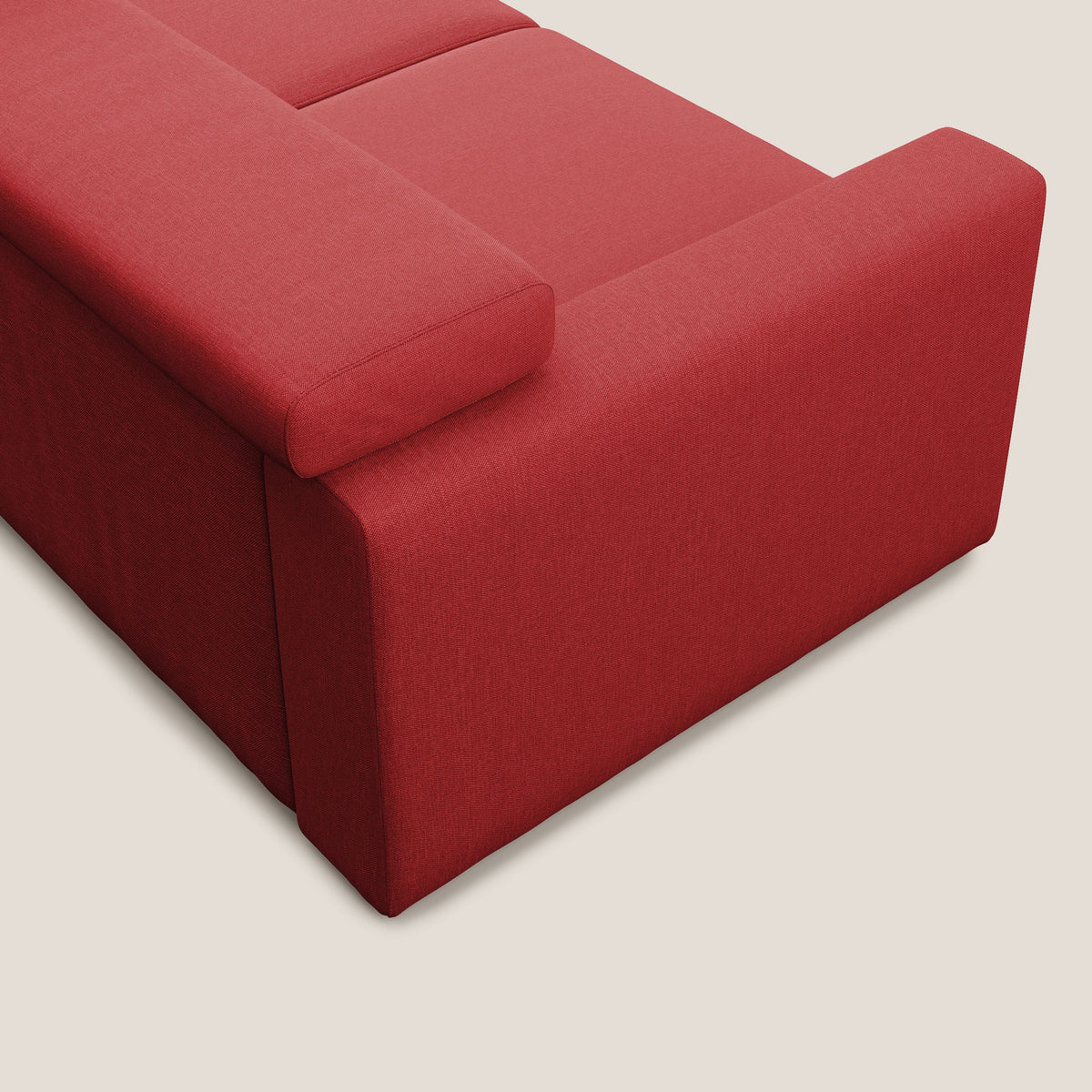 Dylan divano allungabile con pouf estraibile poggiapiedi in tessuto simil cotone impermeabile T13 rosso - divitt.sbs