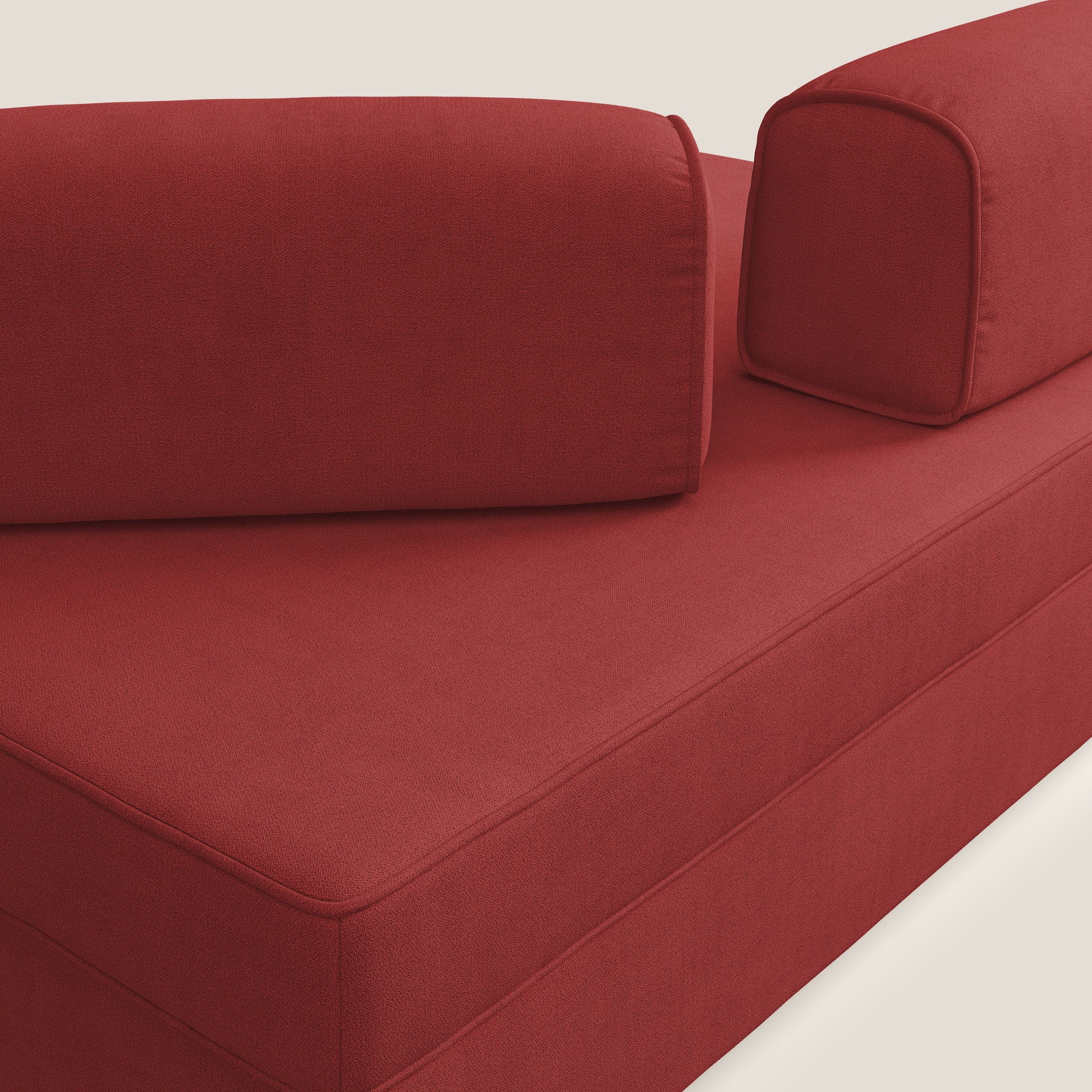 Liberty divano con pouf estraibile e schienali movibili in tessuto morbido impermeabile T02 rosso - divitt.sbs