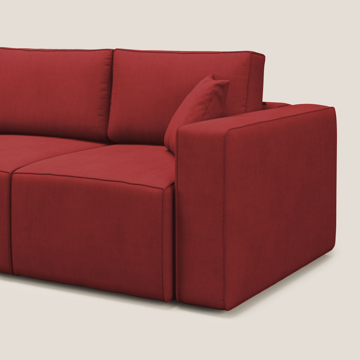 Morfeo divano con 3 sedute estraibili in morbido tessuto impermeabile T02 rosso - divitt.sbs