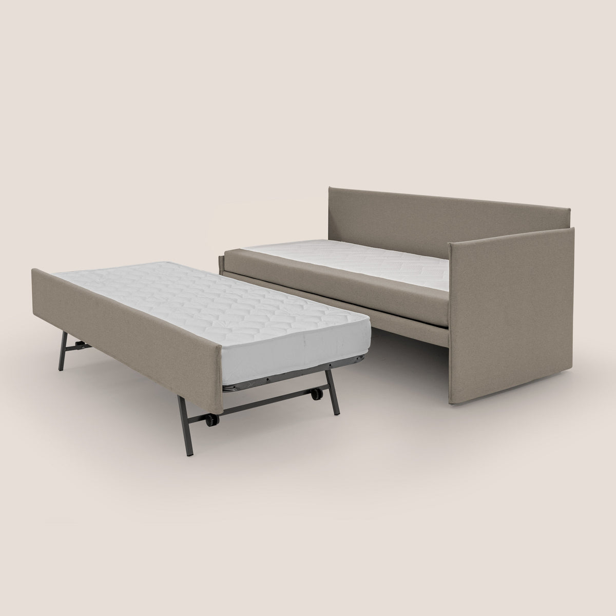 Durini Divano duplex con doppio letto in tessuto simil cotone impermeabile T13 tortora - divitt.sbs