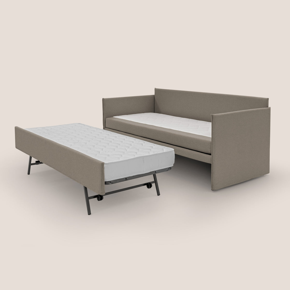 Brenta Divano duplex con doppio letto in tessuto simil cotone impermeabile T13 tortora - divitt.sbs